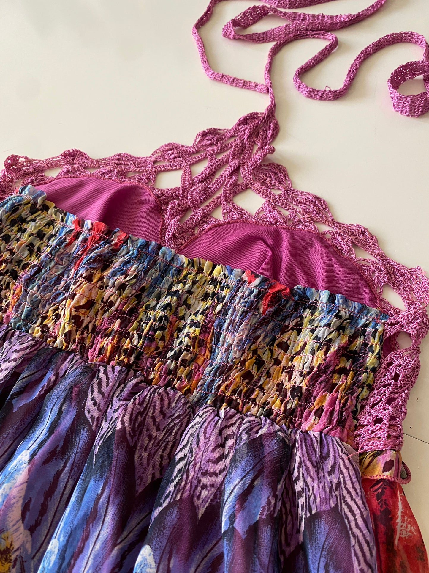 Vestido estampado con top tejido, Talla M