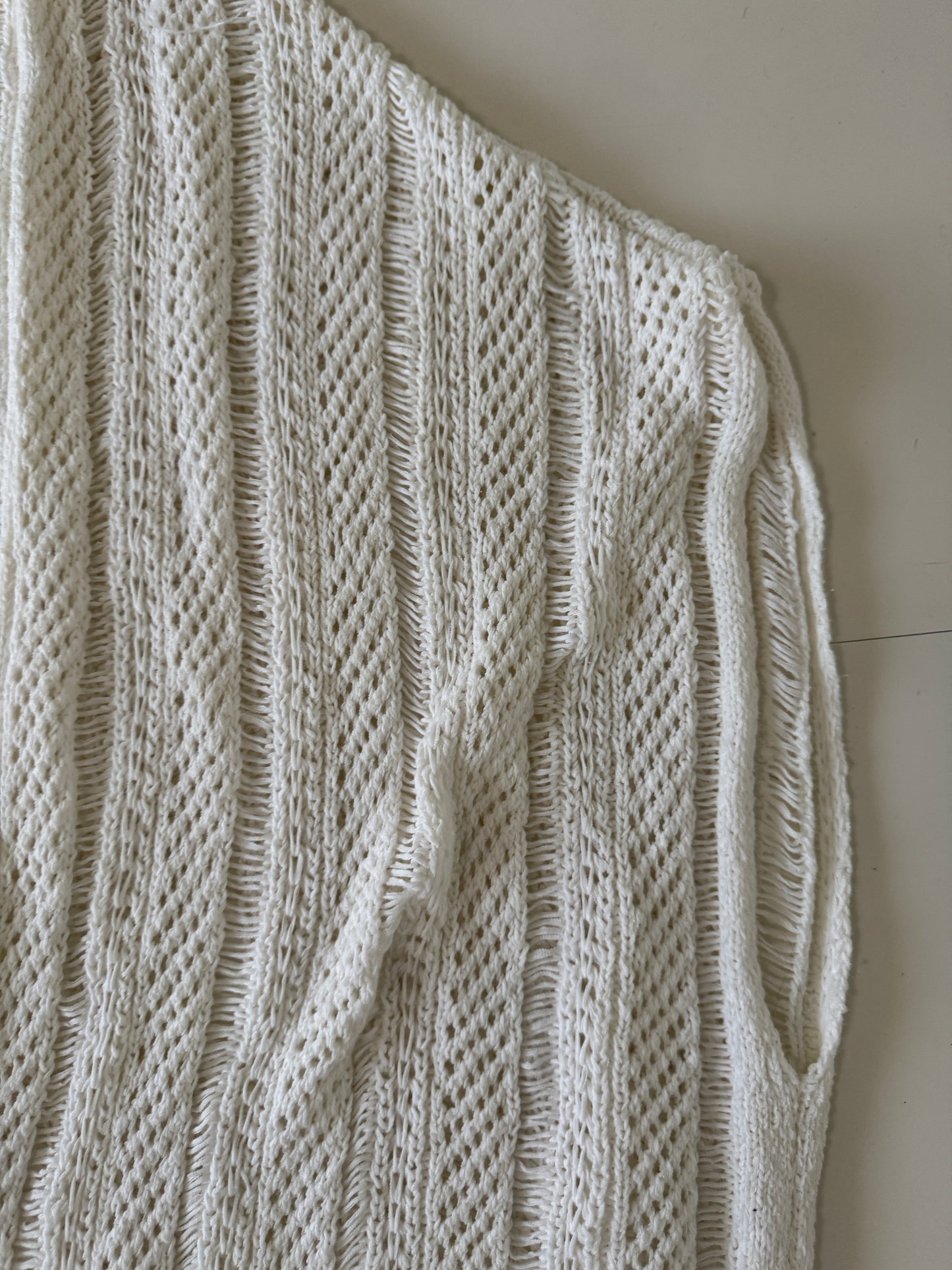 Sobretodo/sweater blanco tejido, Talla L-XL, Mujer, American Eagle