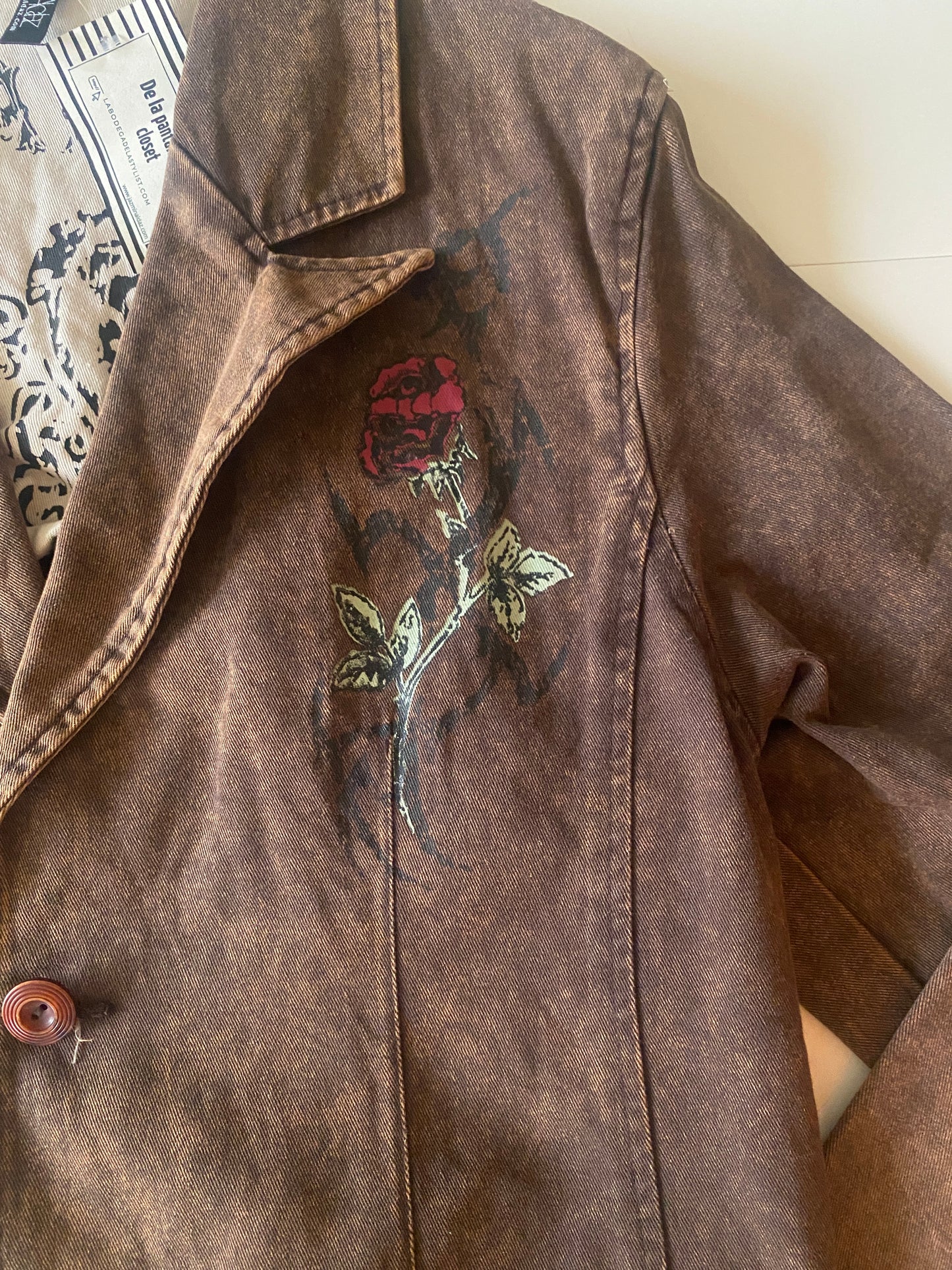 Blazer vaquero de mezclilla, Talla L, Hombre