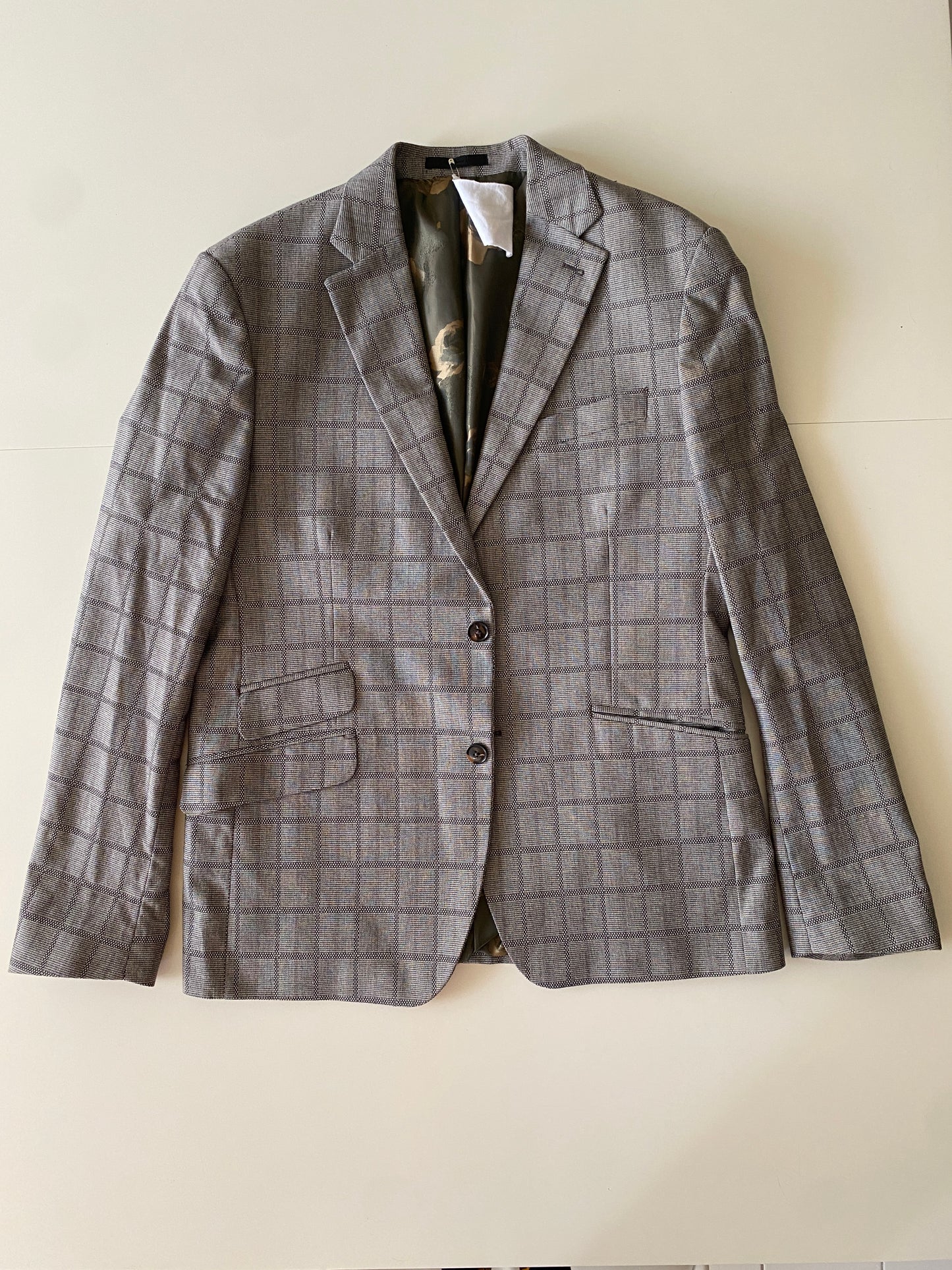 Saco de Vestir, cuadros café, Talla 42R, Hombre