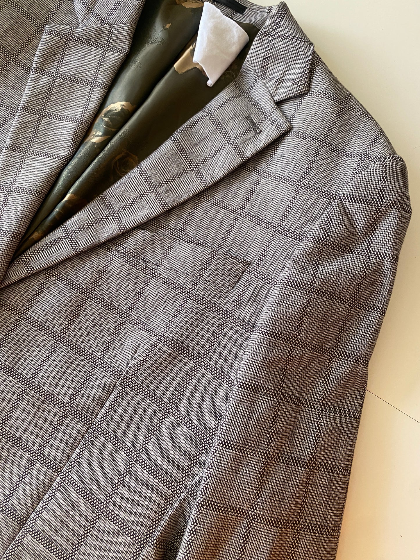 Saco de Vestir, cuadros café, Talla 42R, Hombre