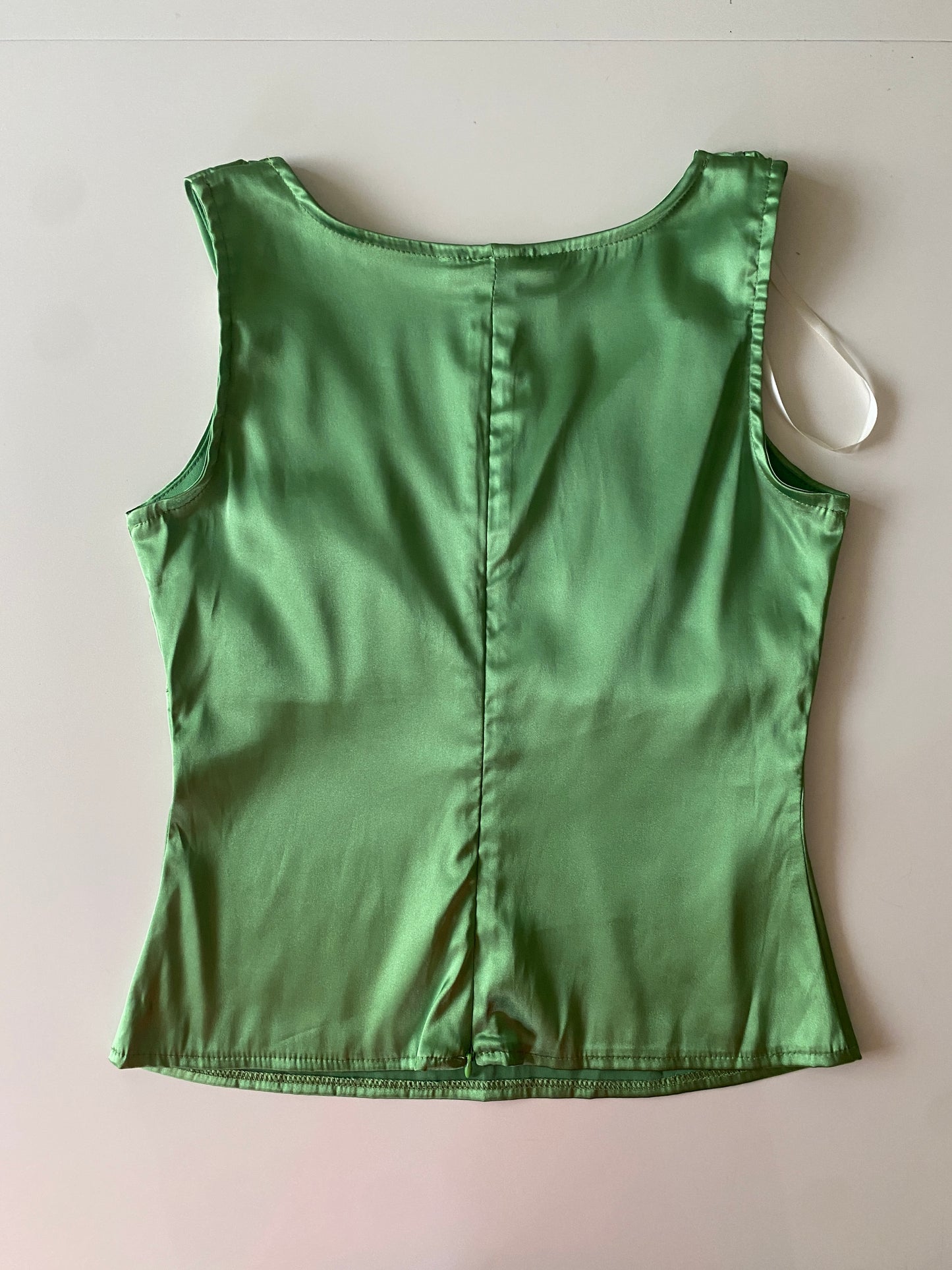 Blusa verde de saten, Talla 6, M, Mujer