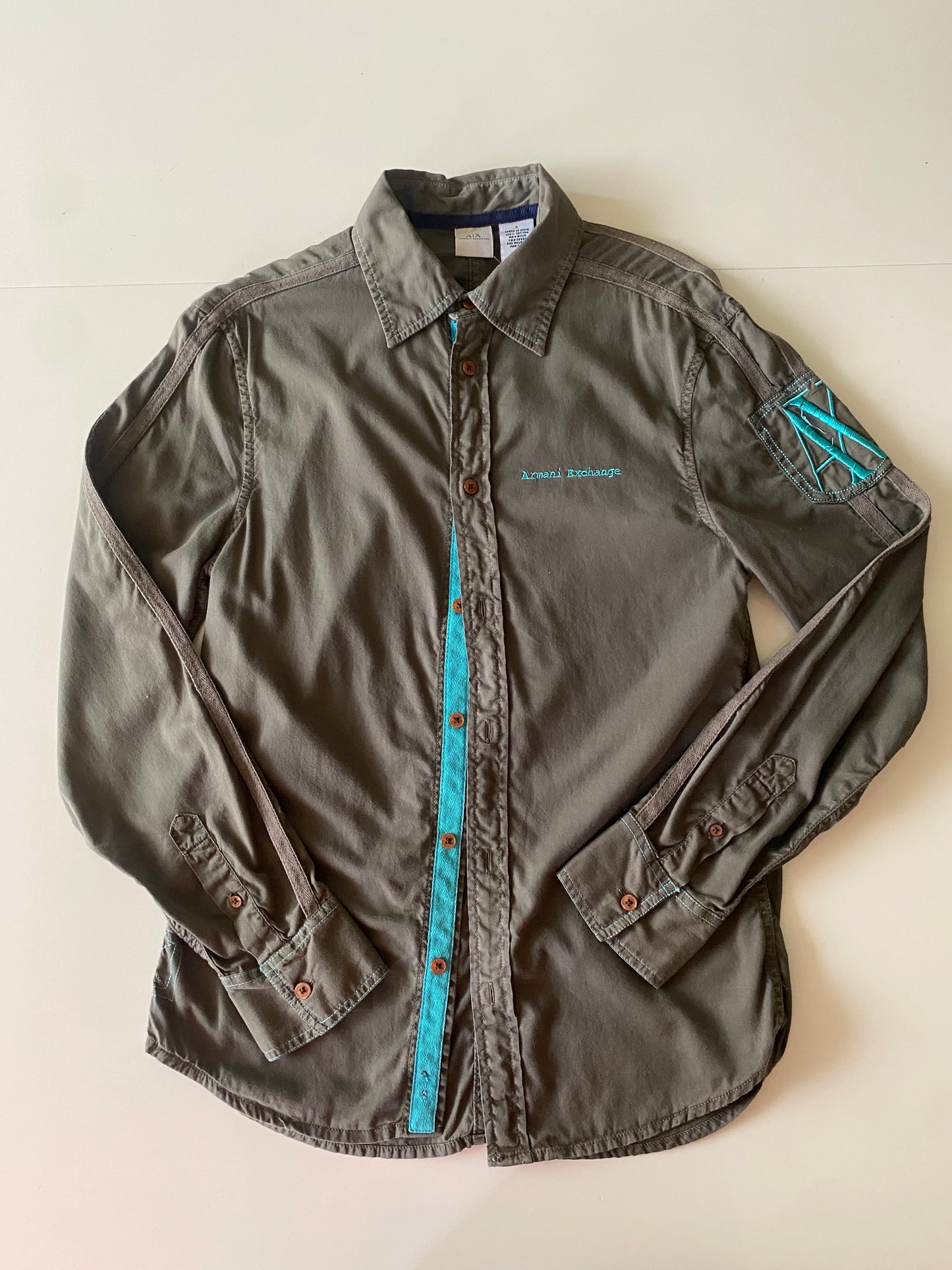 Camisa verde militar, Talla S, Hombre