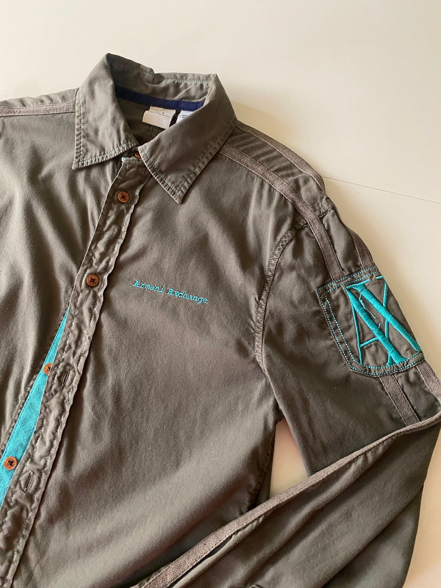 Camisa verde militar, Talla S, Hombre