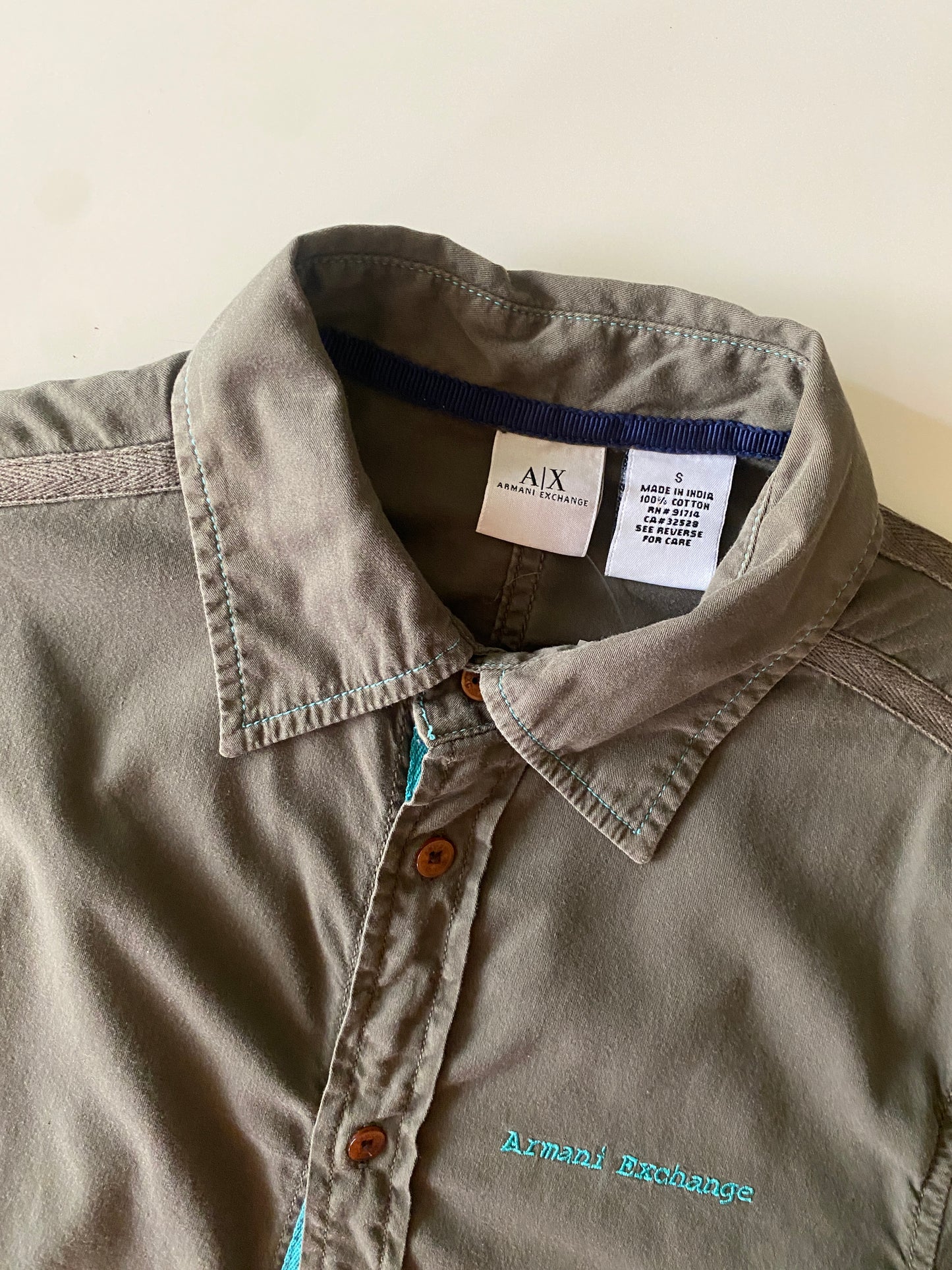 Camisa verde militar, Talla S, Hombre