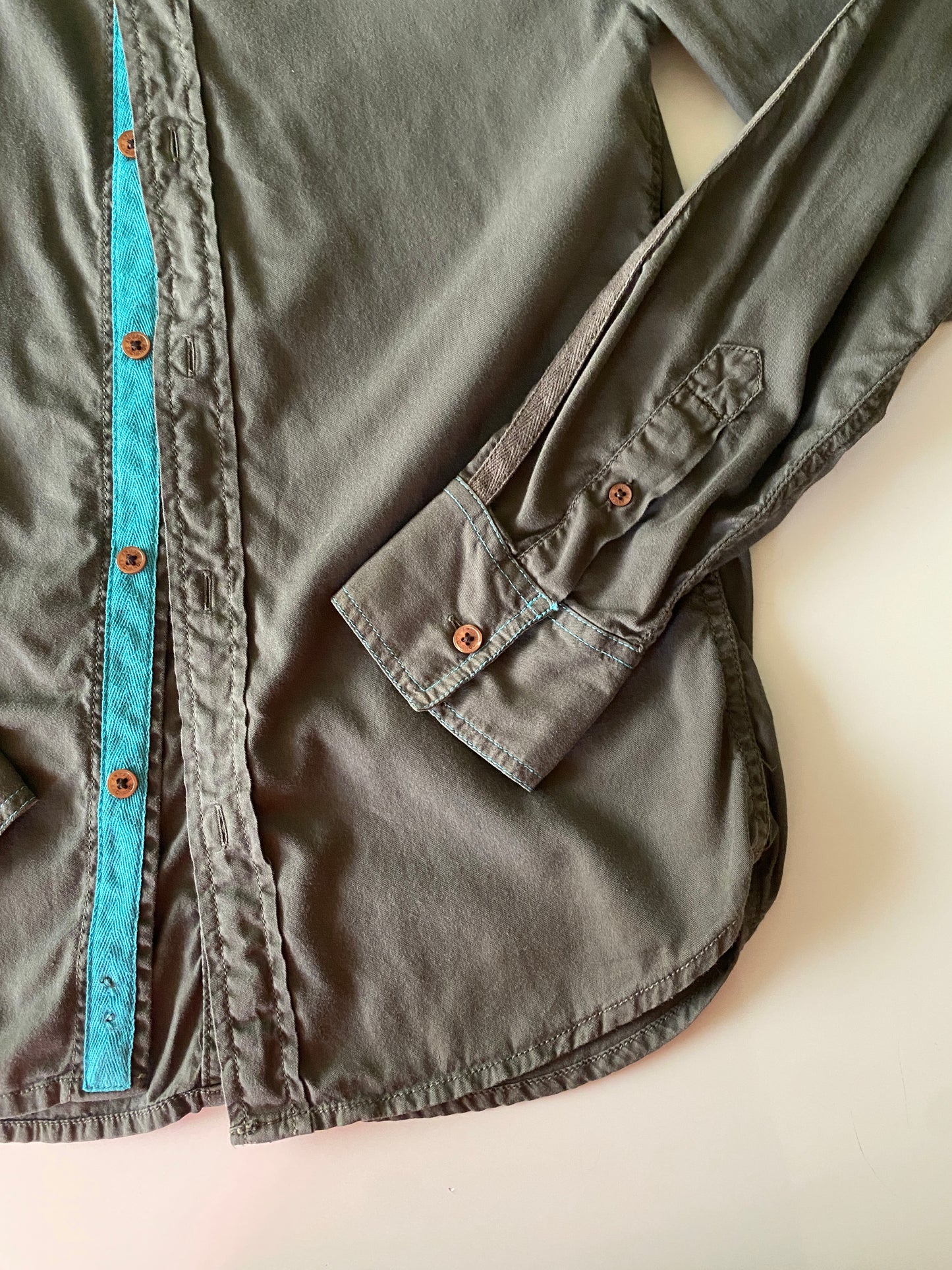 Camisa verde militar, Talla S, Hombre