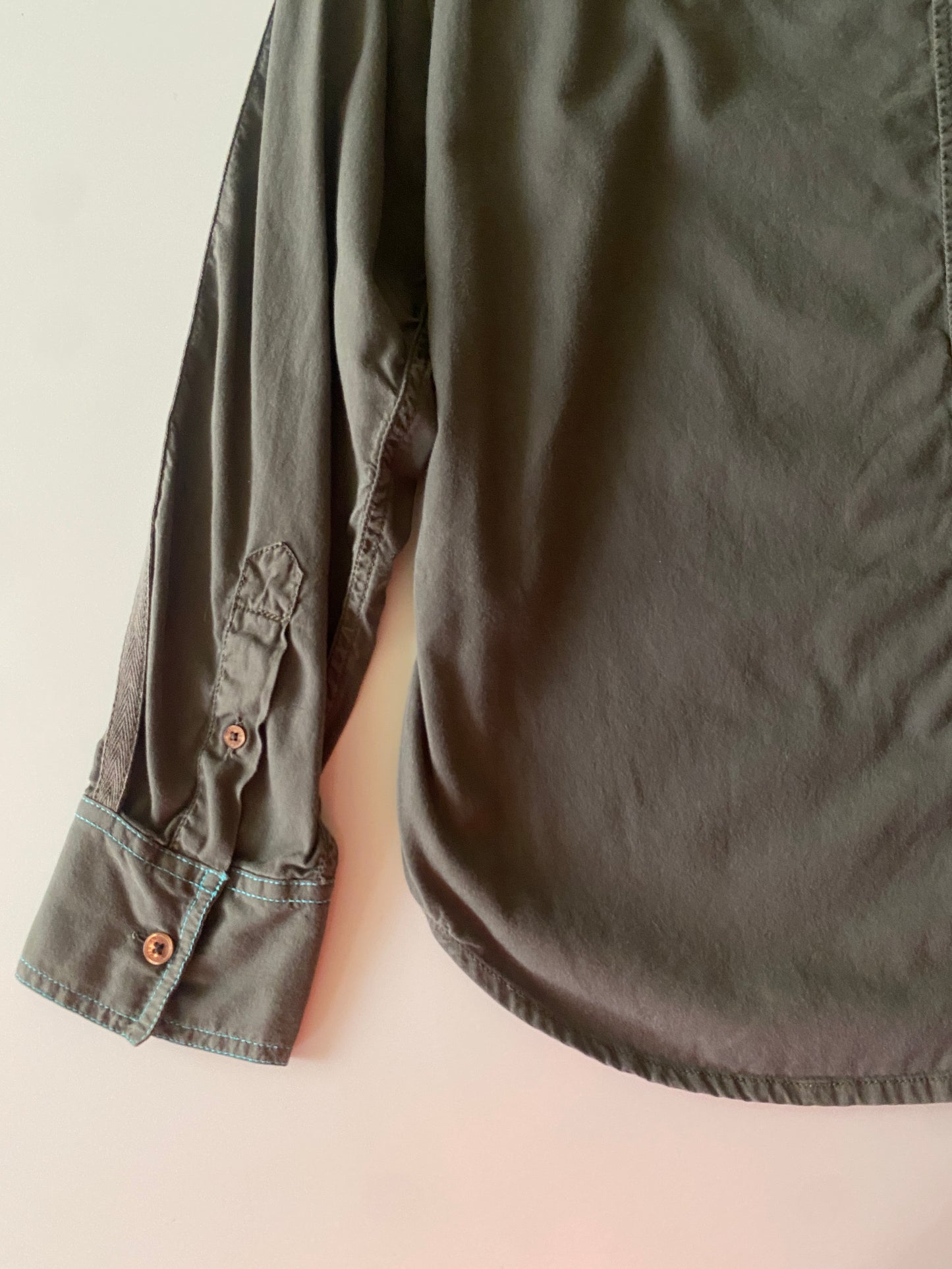 Camisa verde militar, Talla S, Hombre