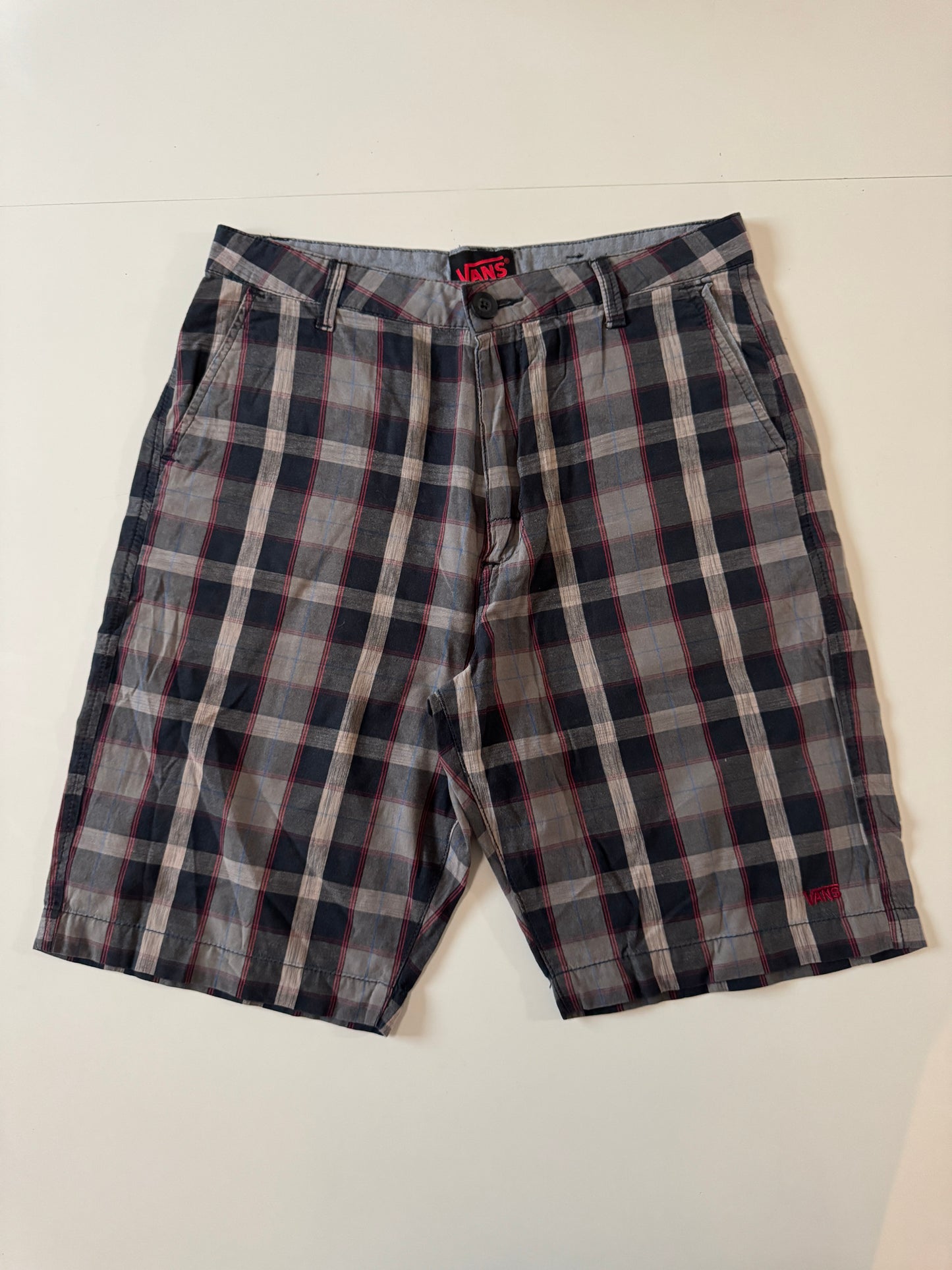 Shorts de cuadros cafes, Talla 30, Hombre, Vans