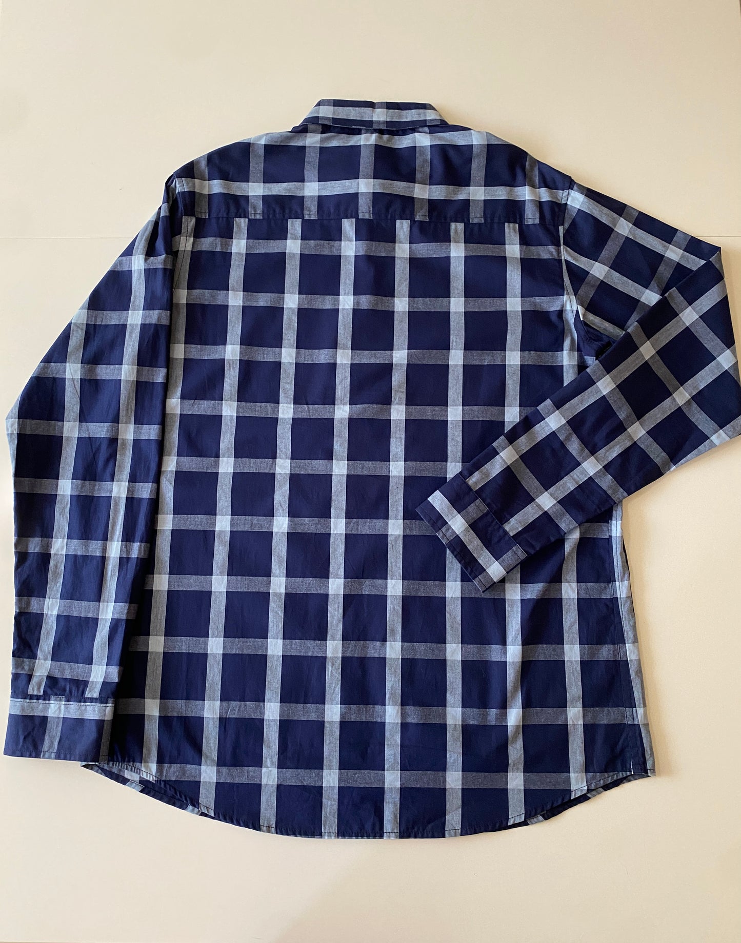 Camisa estampada cuadros azul, Talla M, Hombre