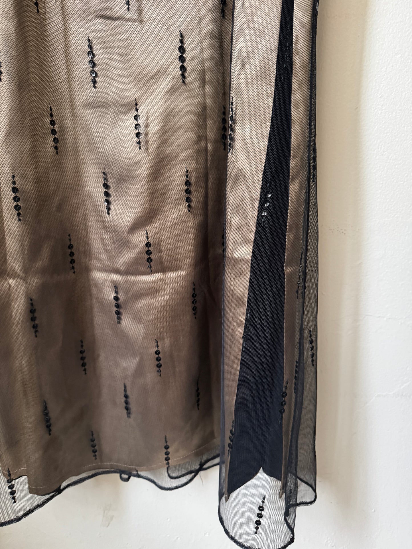 Vestido de fiesta negro con falda de tul, Talla 10 Usa, M, Mujer, After Five by Sully Bonnellly