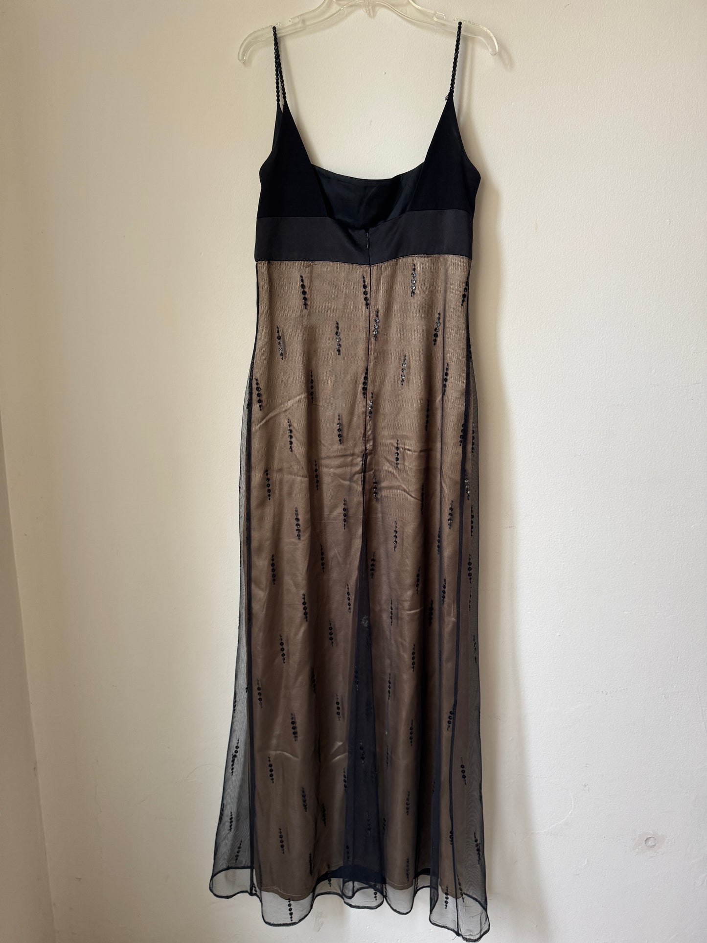 Vestido de fiesta negro con falda de tul, Talla 10 Usa, M, Mujer, After Five by Sully Bonnellly