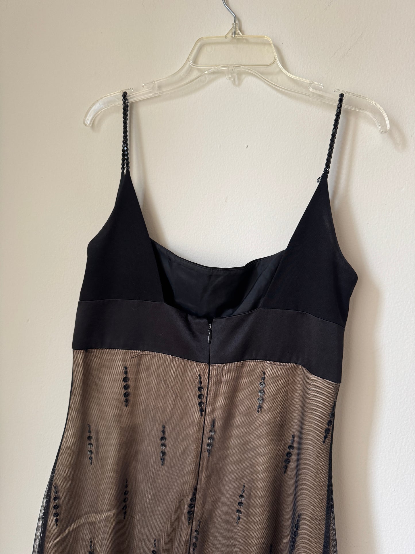 Vestido de fiesta negro con falda de tul, Talla 10 Usa, M, Mujer, After Five by Sully Bonnellly