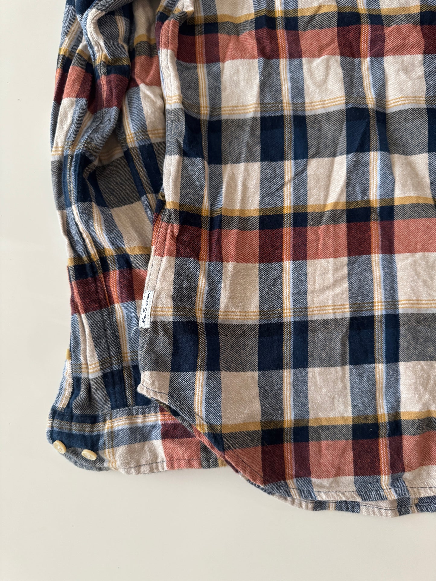 Camisa de franela beige con cuadros, Talla M, Hombre, The original Ben Sherman