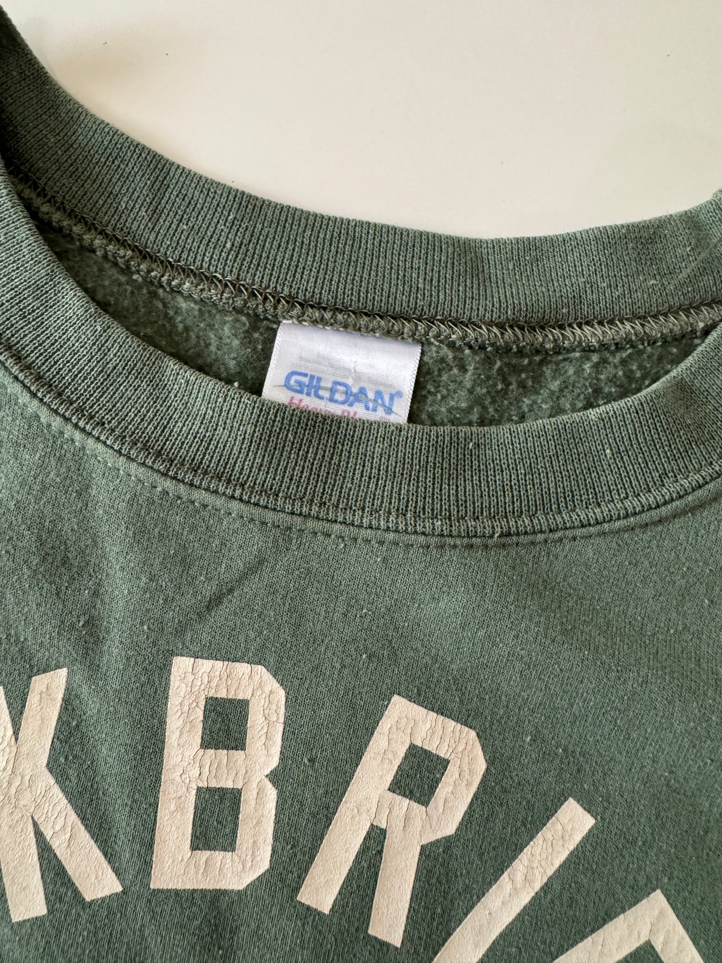 Sudadera verde con grafico en frente, Talla XL, Hombre, Gildan