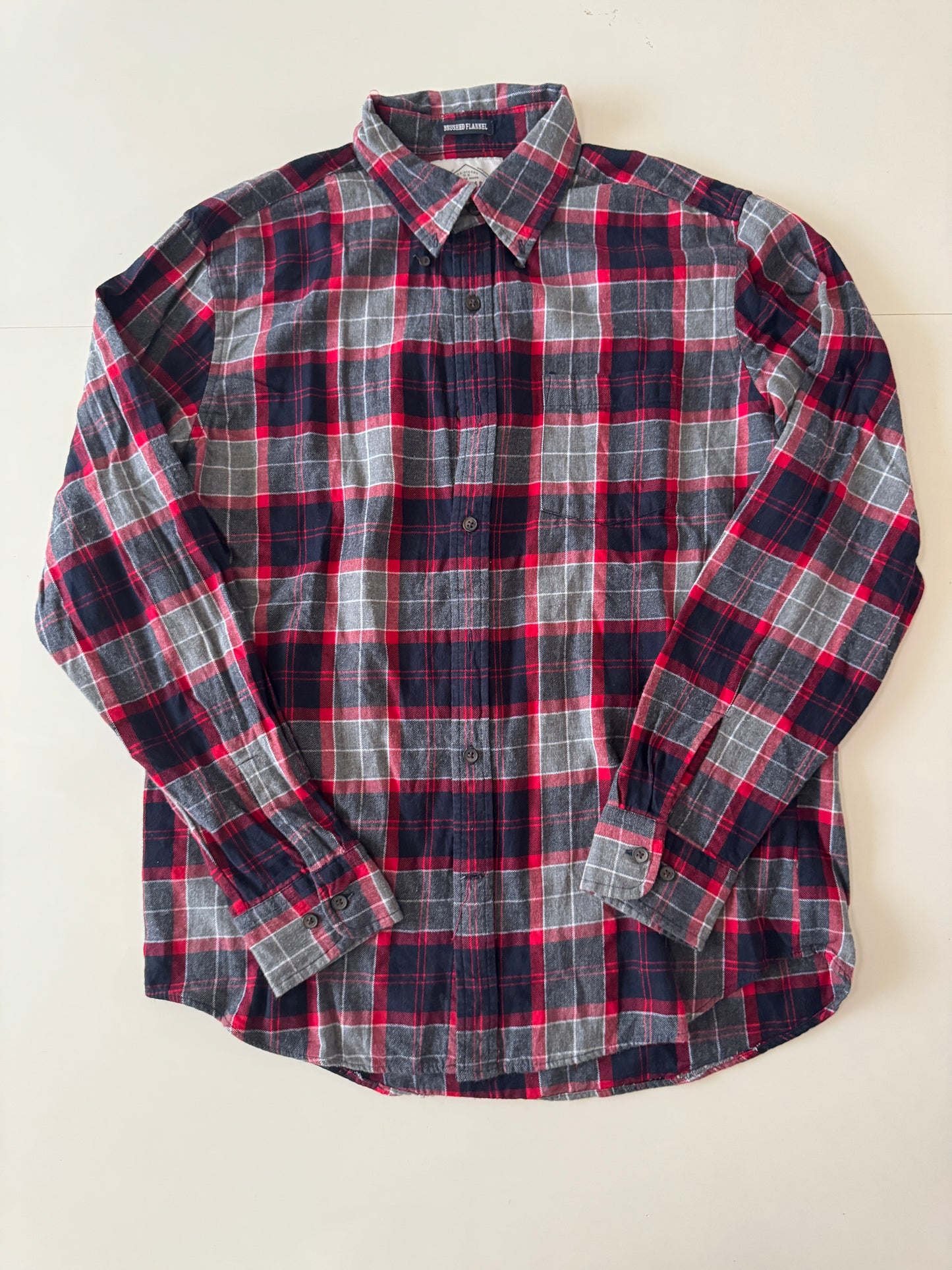 Camisa de franela gris con rojo, Talla M, Hombre, St. John's Bay