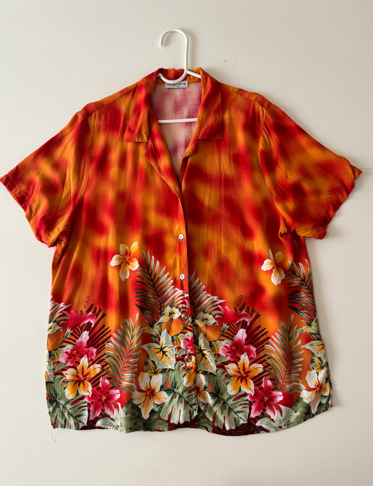 Camisa tropical naranja, Talla L, Mujer, Notations