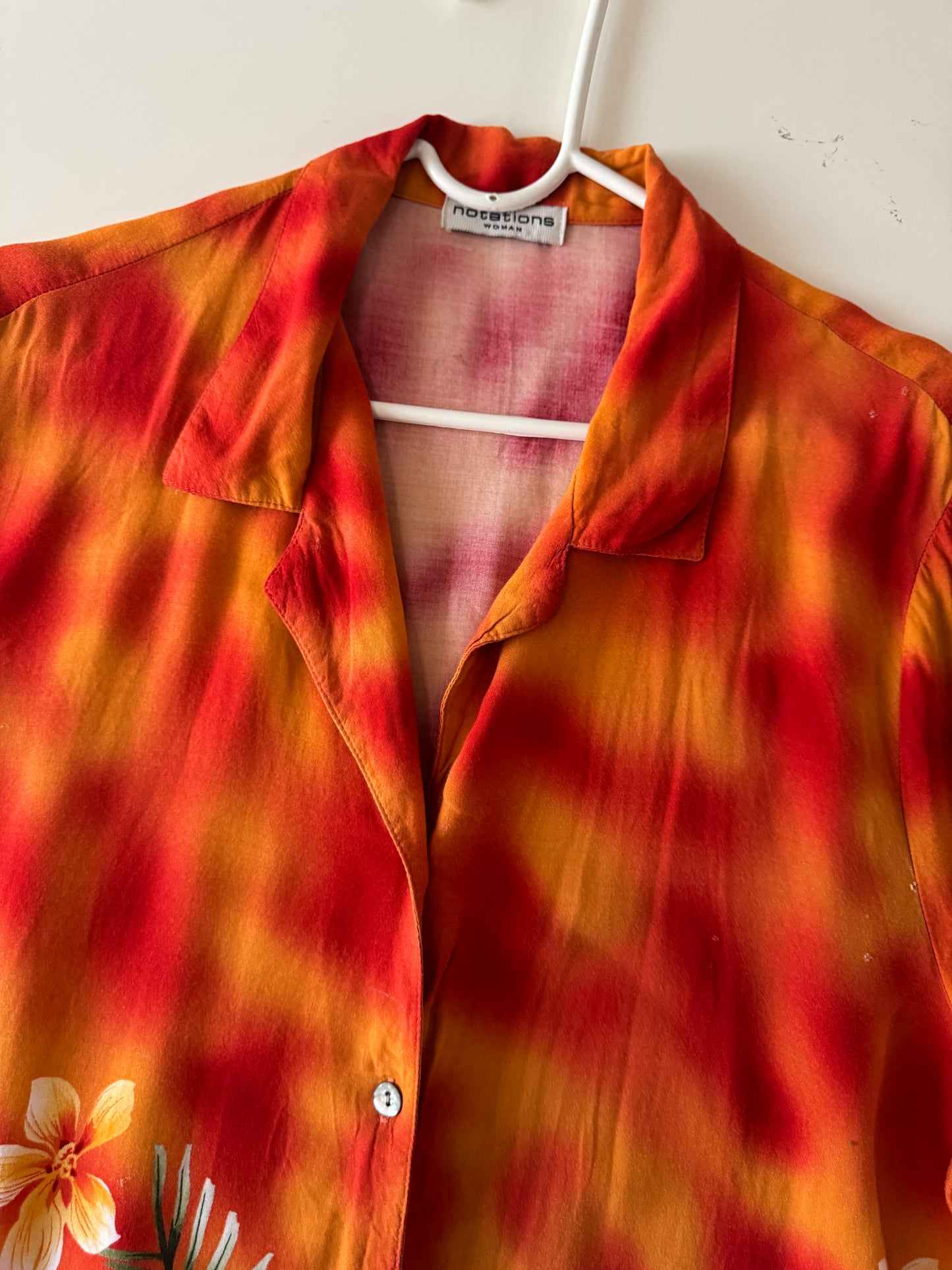 Camisa tropical naranja, Talla L, Mujer, Notations