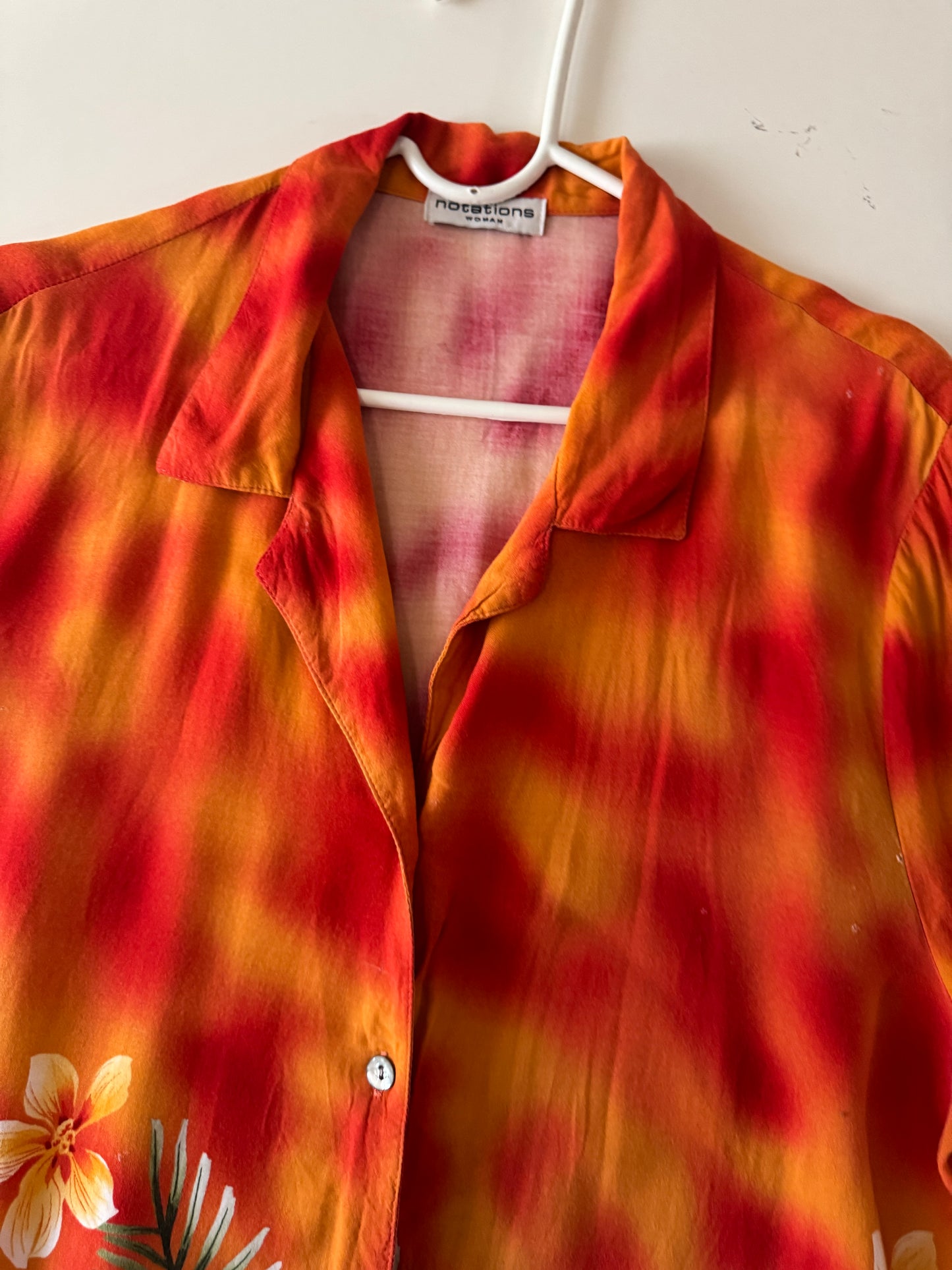 Camisa tropical naranja, Talla L, Mujer, Notations
