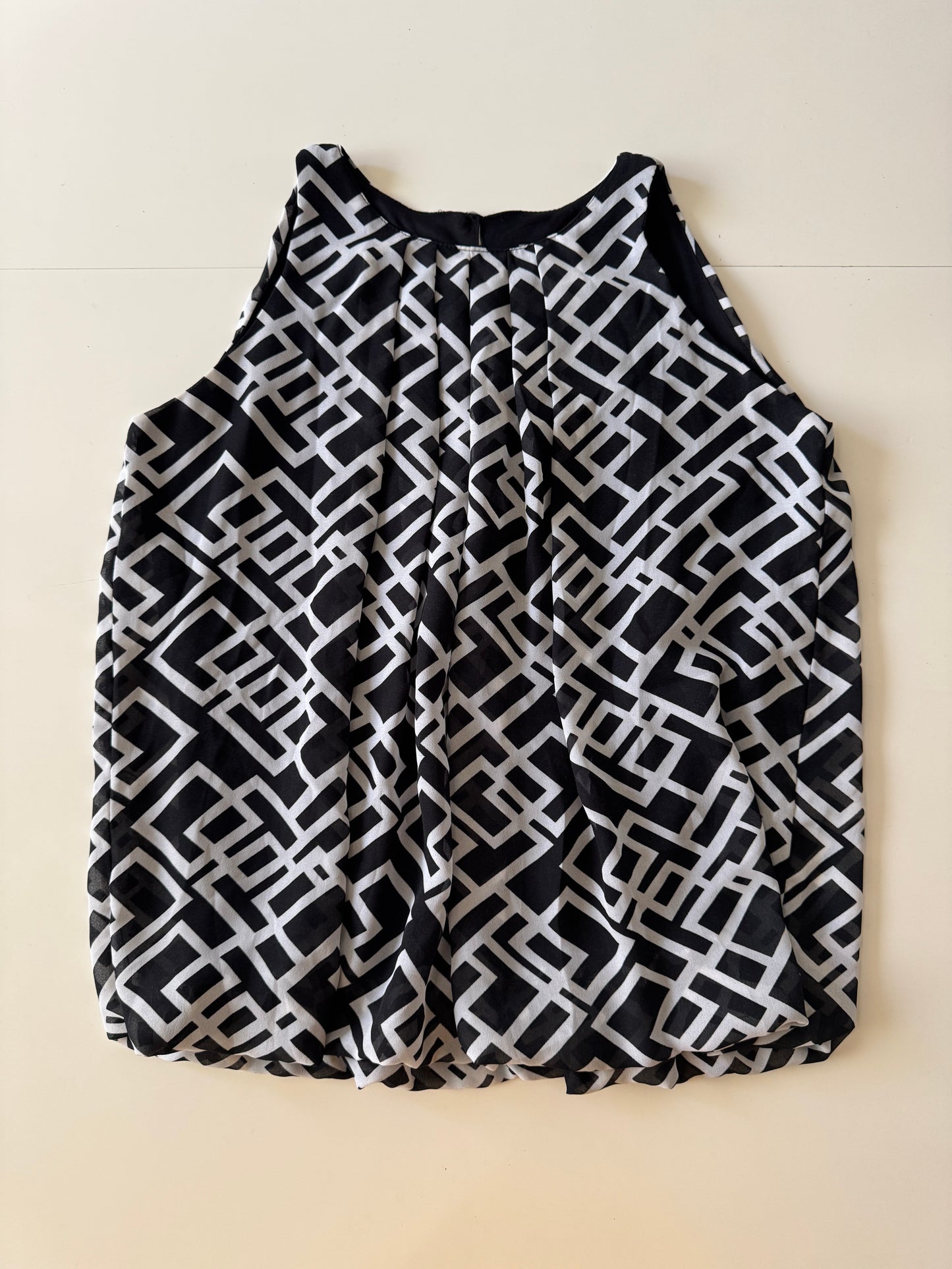 Blusa estampada en blanco y negro, Talla M, Mujer, Lucky Bahama