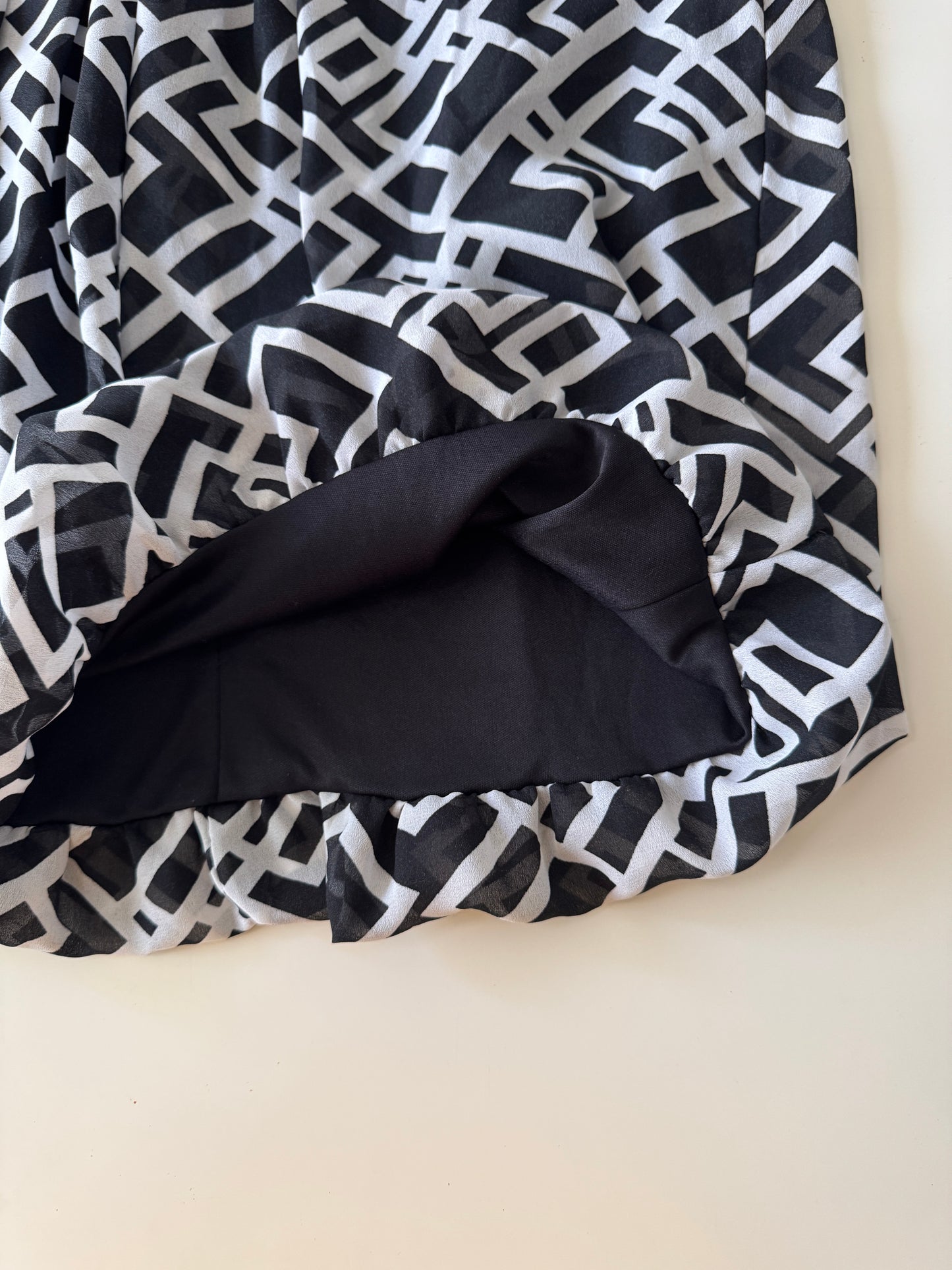 Blusa estampada en blanco y negro, Talla M, Mujer, Lucky Bahama