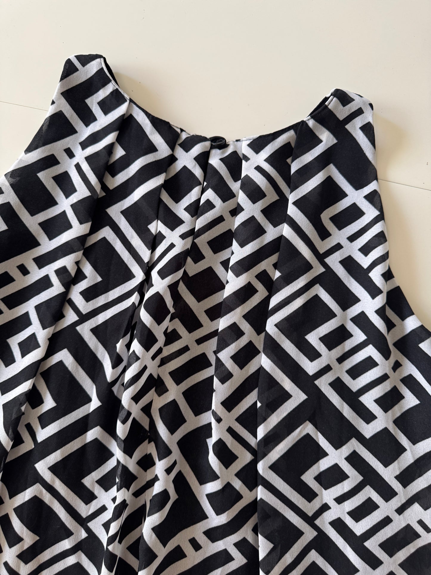 Blusa estampada en blanco y negro, Talla M, Mujer, Lucky Bahama