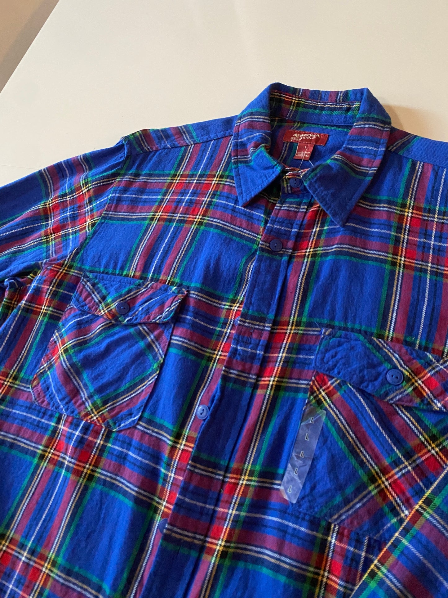 Camisa franela azul, Talla L, Hombre
