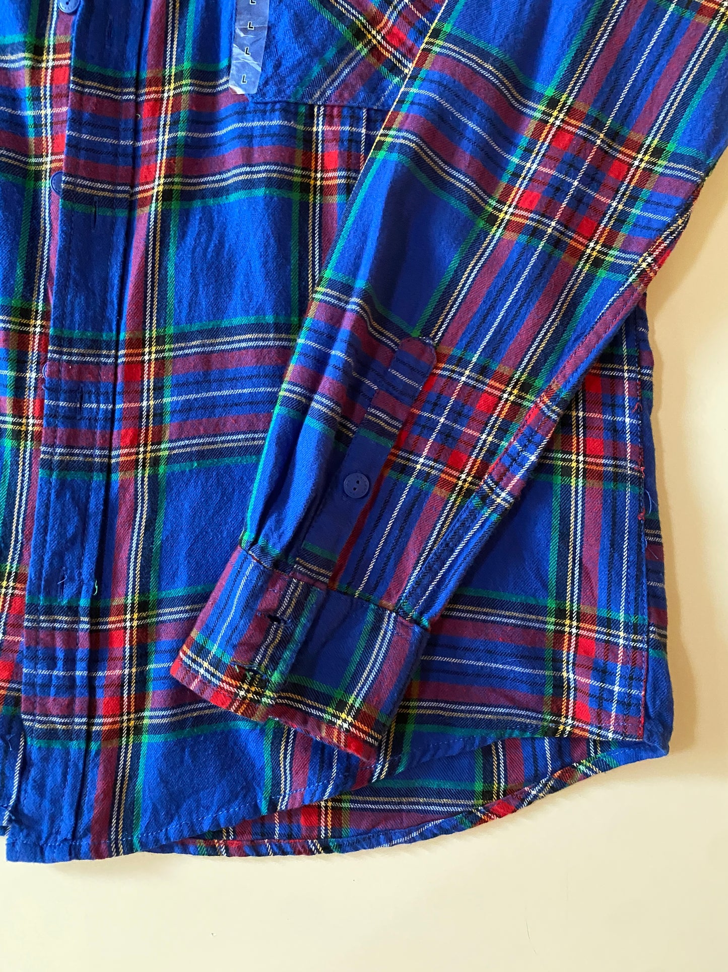 Camisa franela azul, Talla L, Hombre