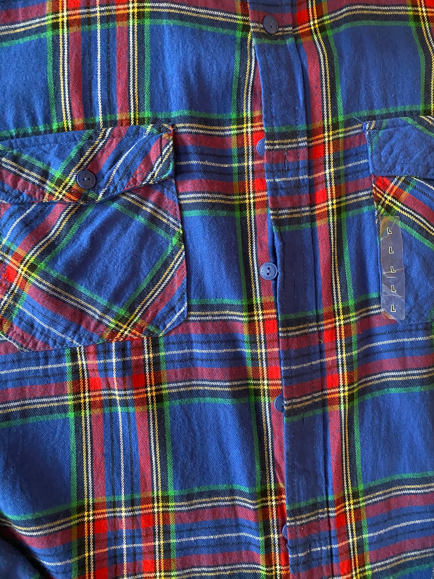 Camisa franela azul, Talla L, Hombre