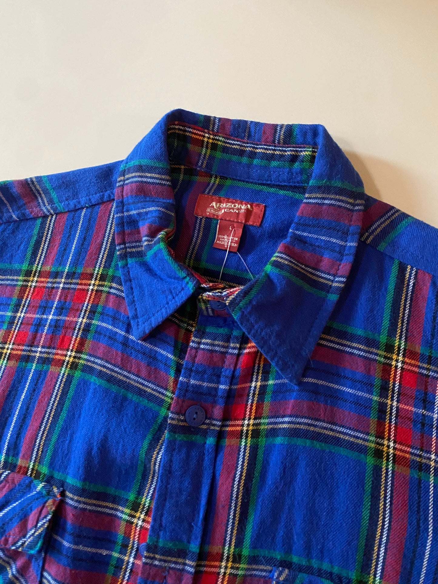 Camisa franela azul, Talla L, Hombre