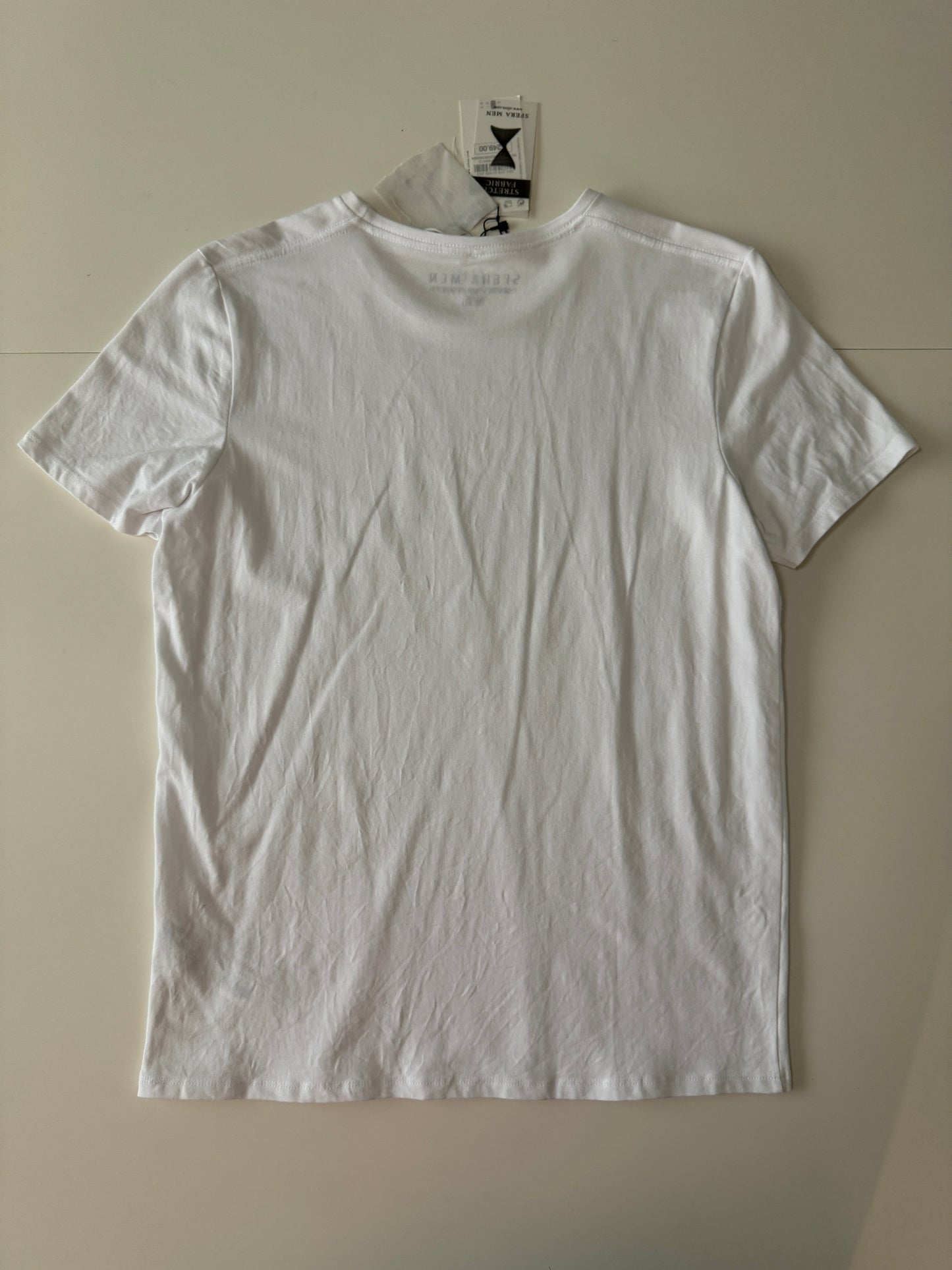 Playera blanca basica, Talla M, Slim Fit, Hombre
