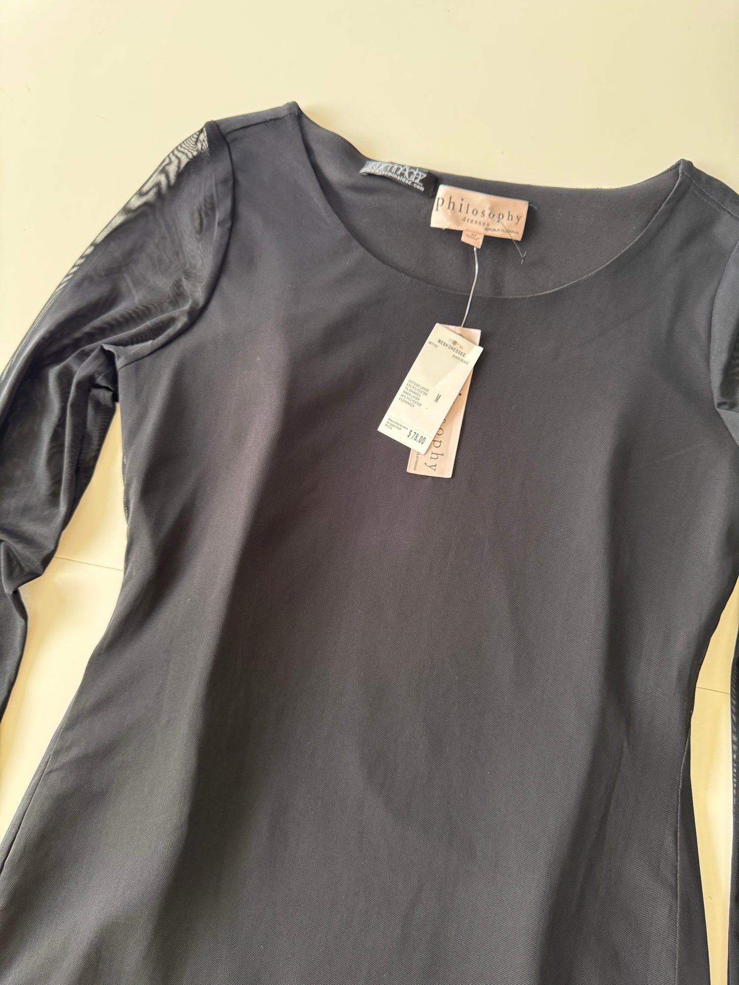 Vestido ajustado con mangas de mesh, Talla M, Mujer, Philosophy