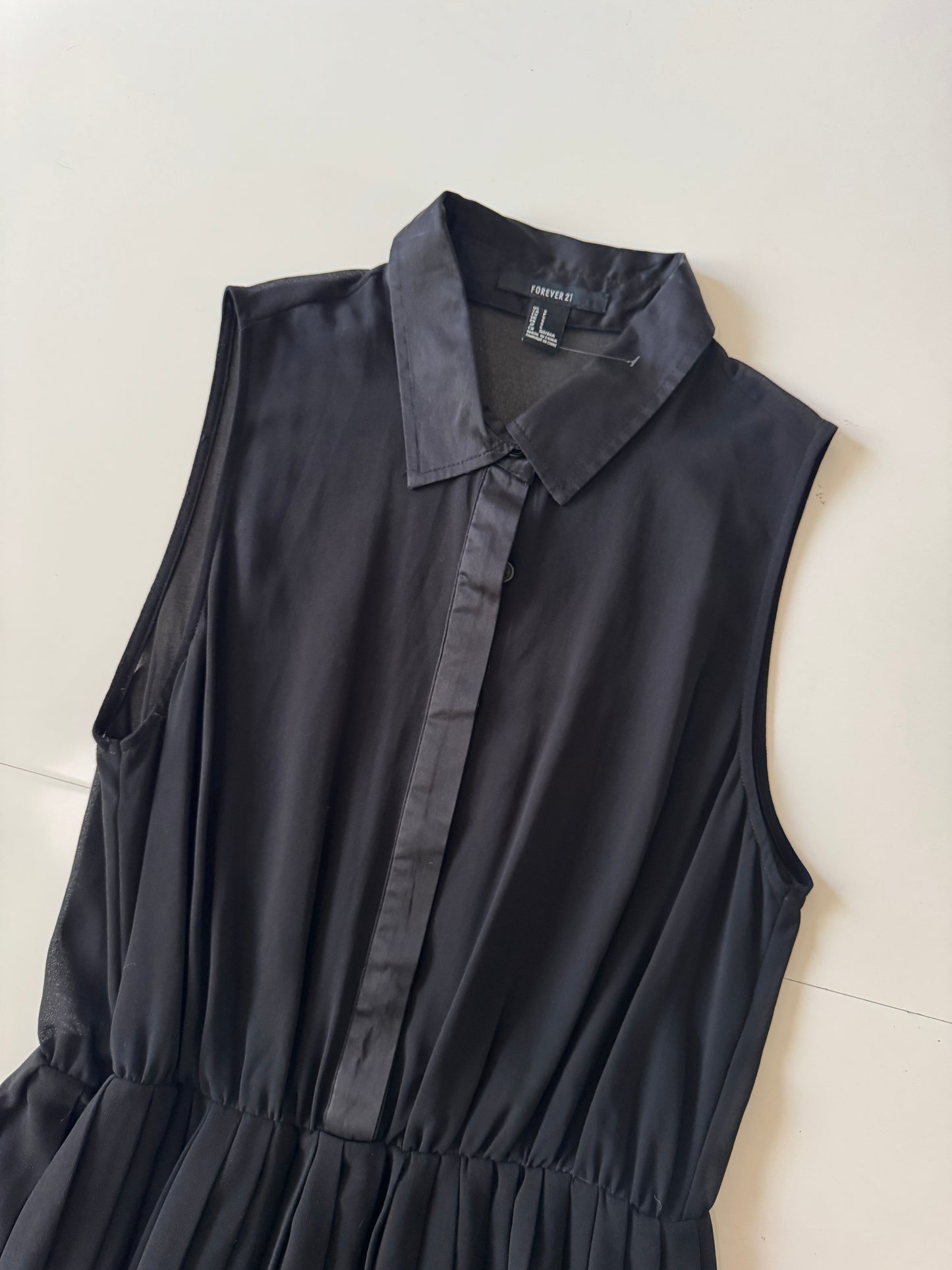 Vestido, blusa traslucida negro, Talla S, Mujer, Forever 21
