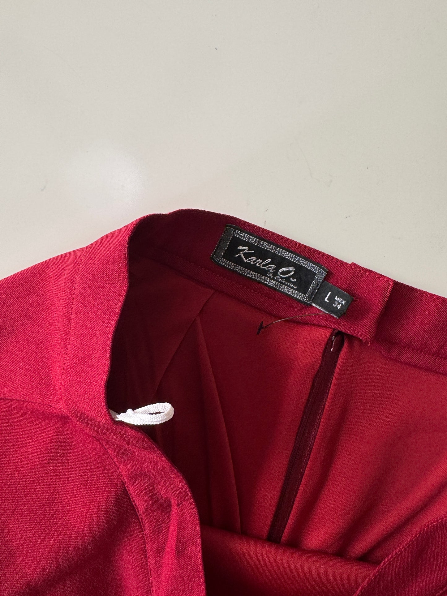 Falda roja recta, Talla L, 34, Mujer, Karla O