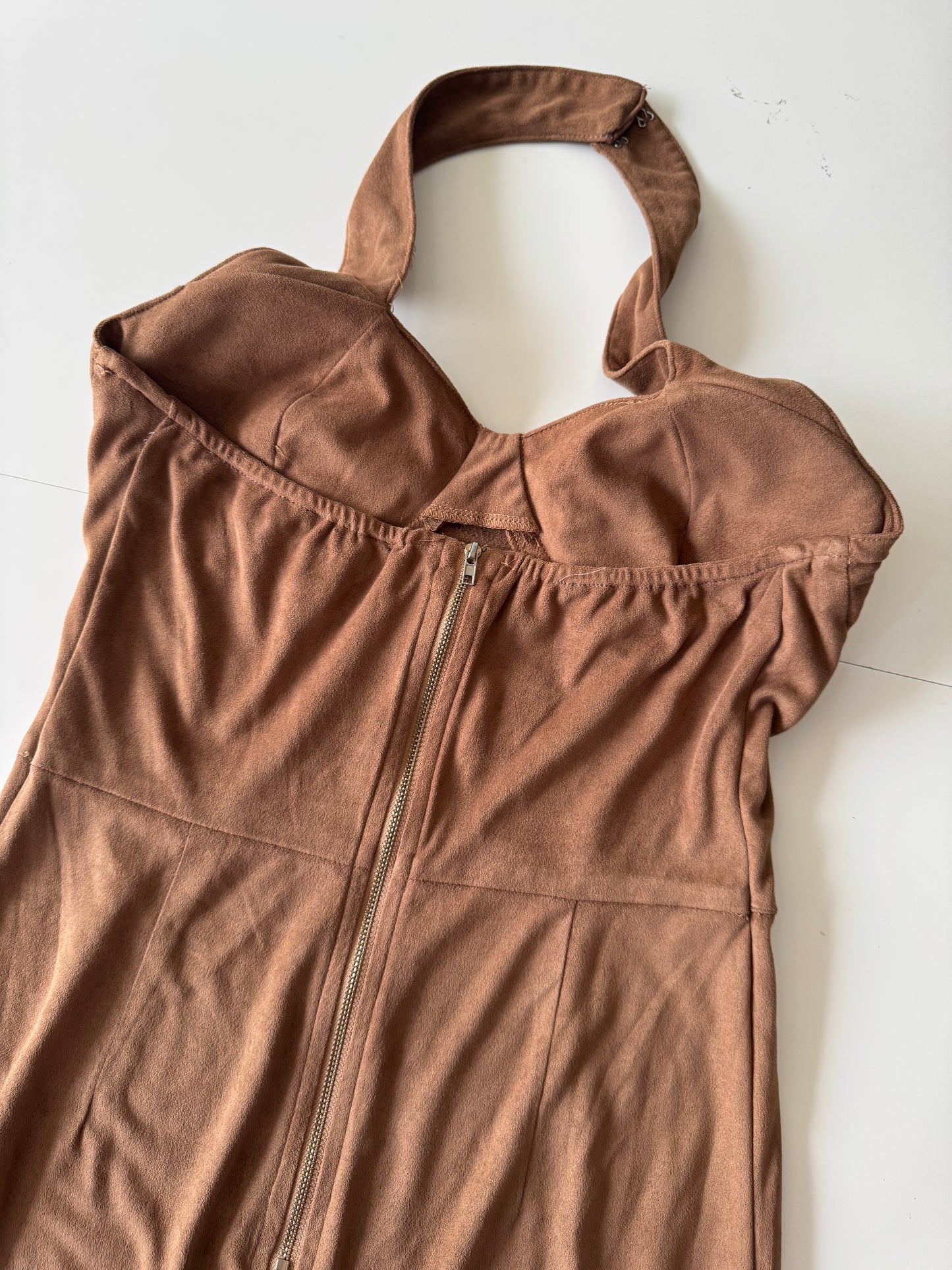 Vestido cafe de suede, Talla M, Mujer, Lavoro