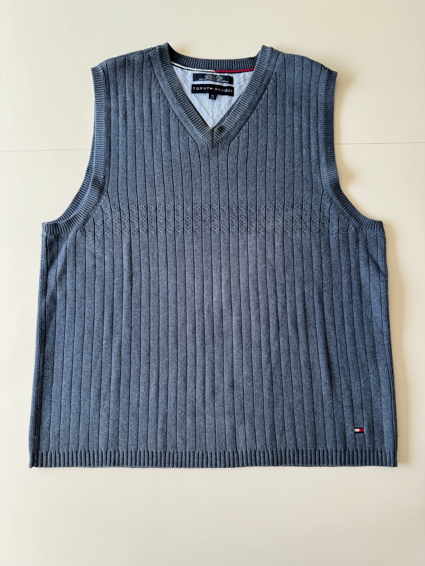 Chaleco celeste de punto, Talla M, Hombre