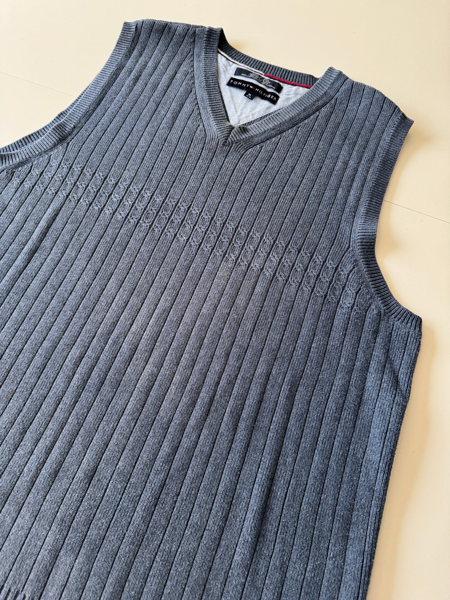 Chaleco celeste de punto, Talla M, Hombre