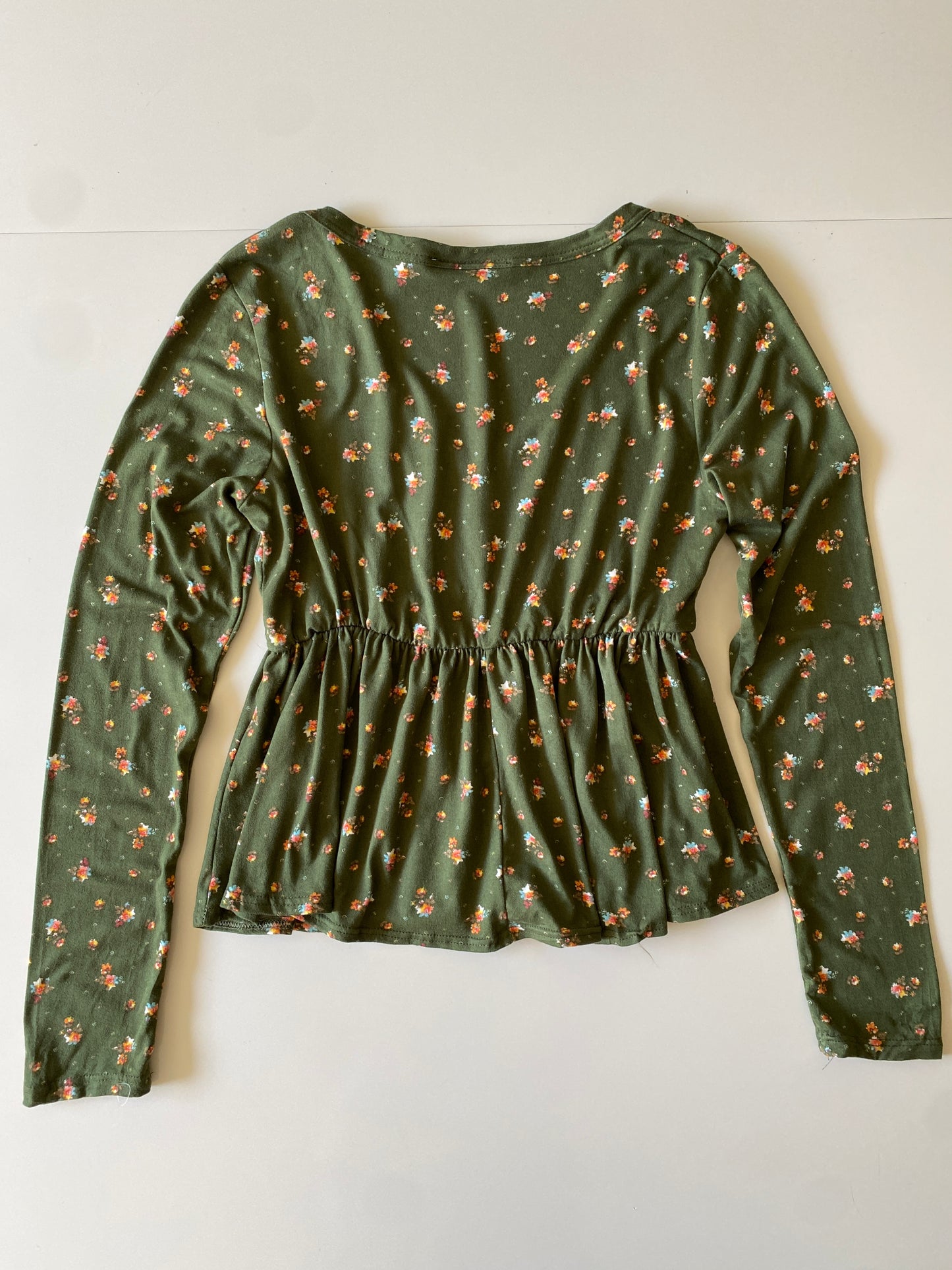 Blusa manga larga estampada, Talla M, Mujer