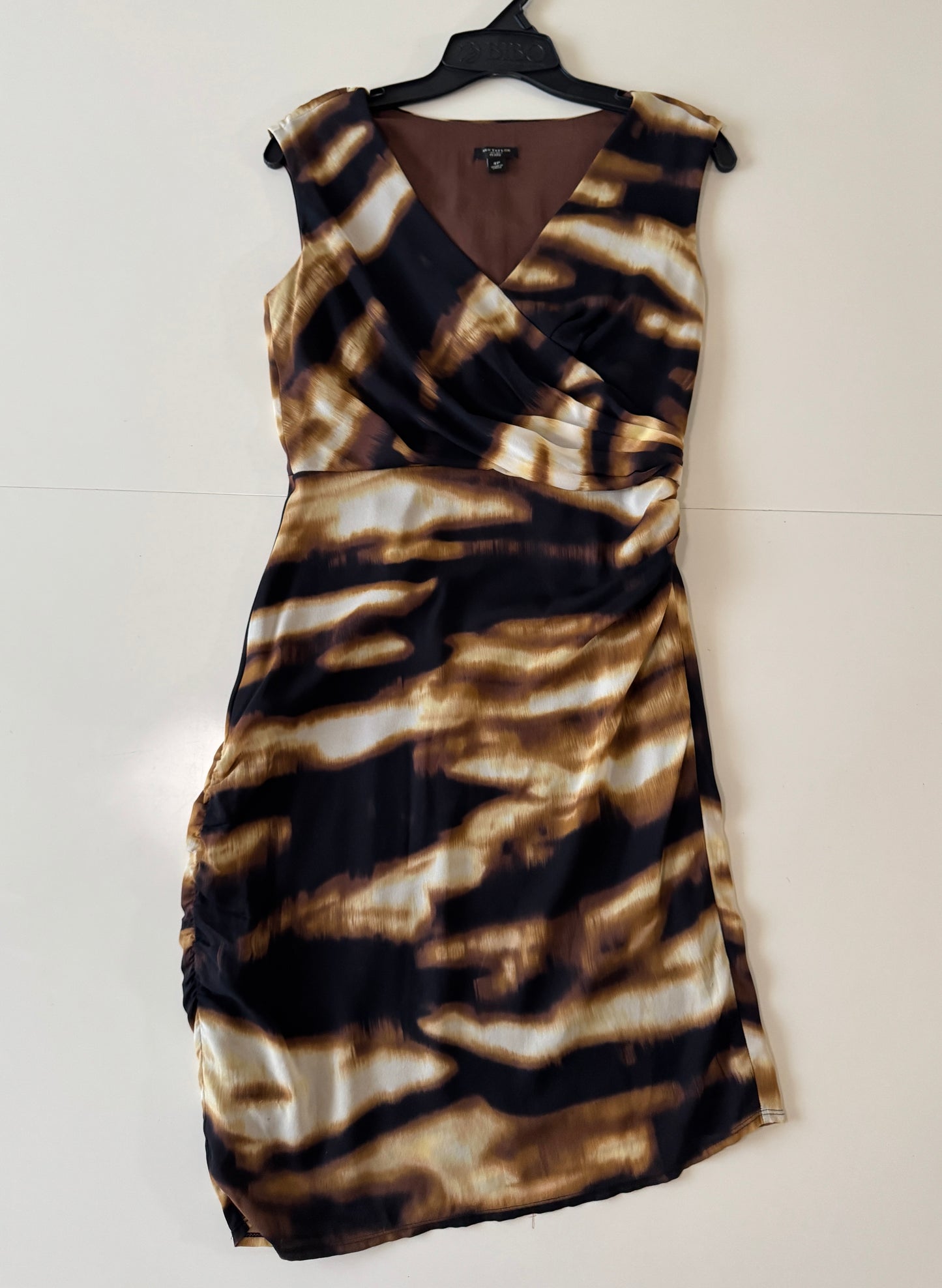 Vestido animal print cafe, Talla 4P, S, Mujer, Ann Taylor Petite