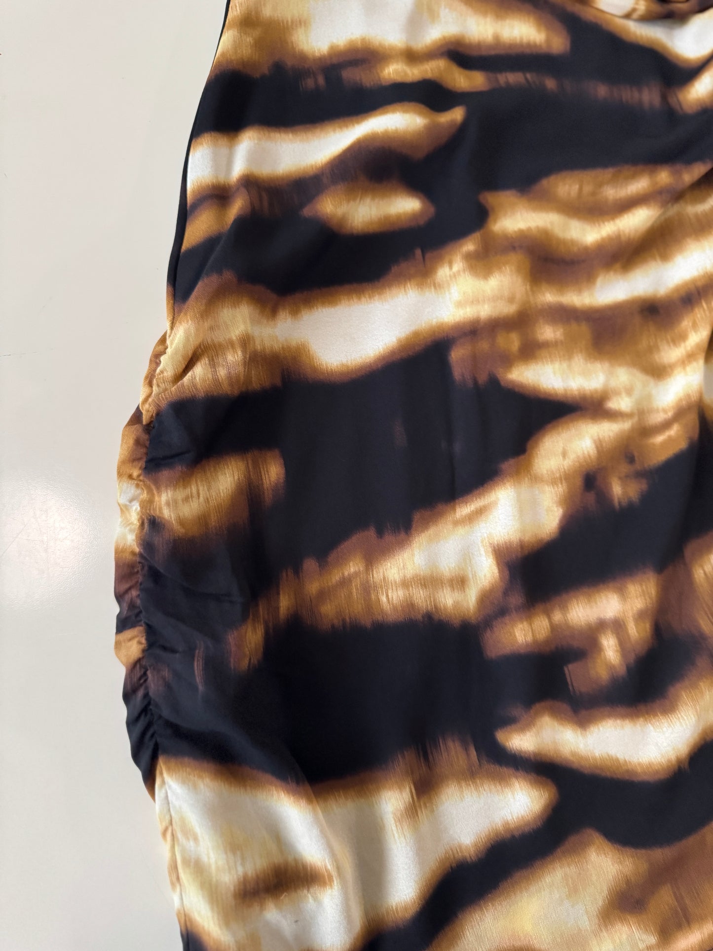 Vestido animal print cafe, Talla 4P, S, Mujer, Ann Taylor Petite