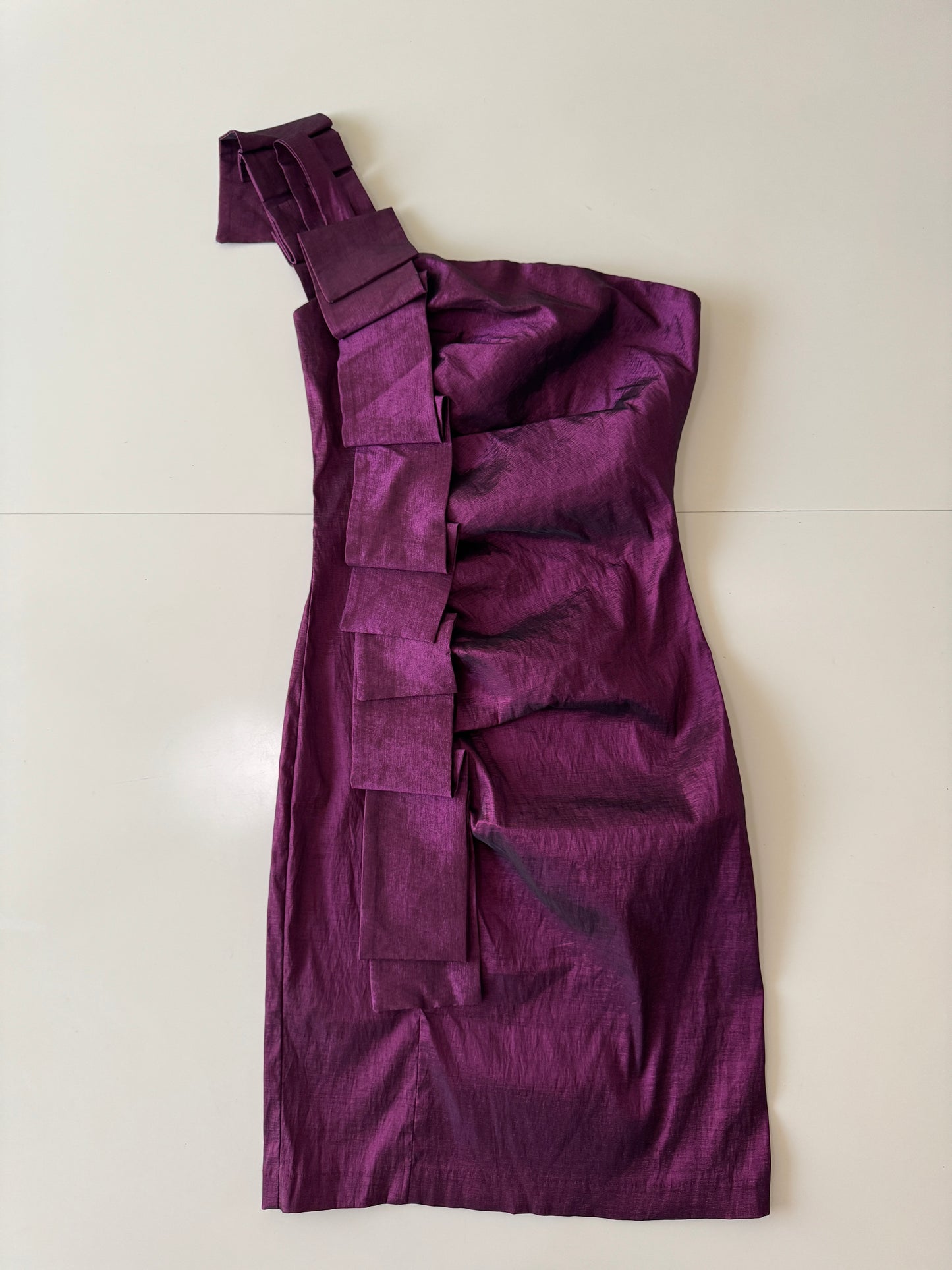 Vestido morado de tafeta stretch, Talla S, 1, Mujer, Soho