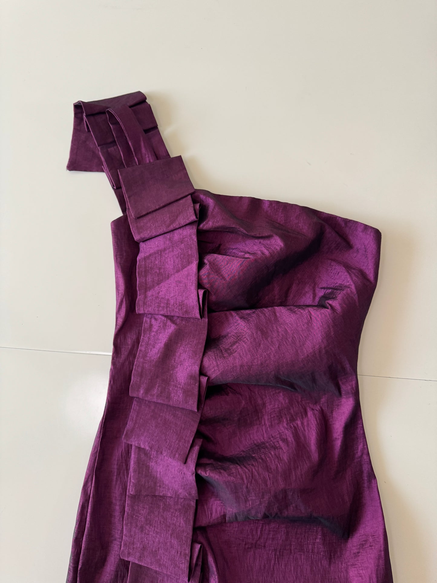 Vestido morado de tafeta stretch, Talla S, 1, Mujer, Soho
