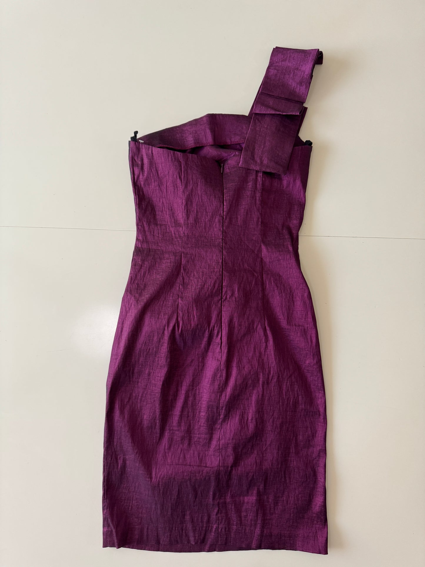 Vestido morado de tafeta stretch, Talla S, 1, Mujer, Soho