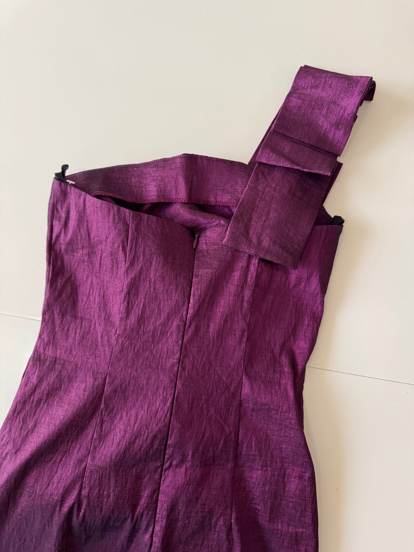 Vestido morado de tafeta stretch, Talla S, 1, Mujer, Soho