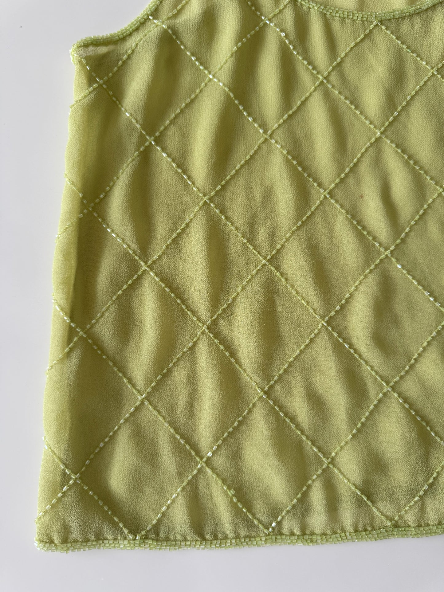 Top bordado verde limon, Talla S, Mujer