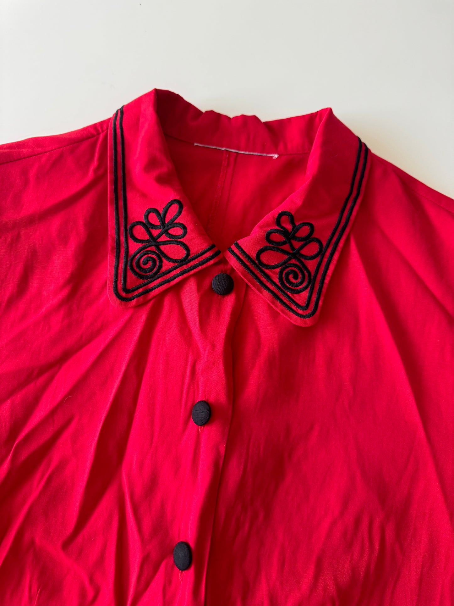 Camisa roja vintage, Talla S, Mujer