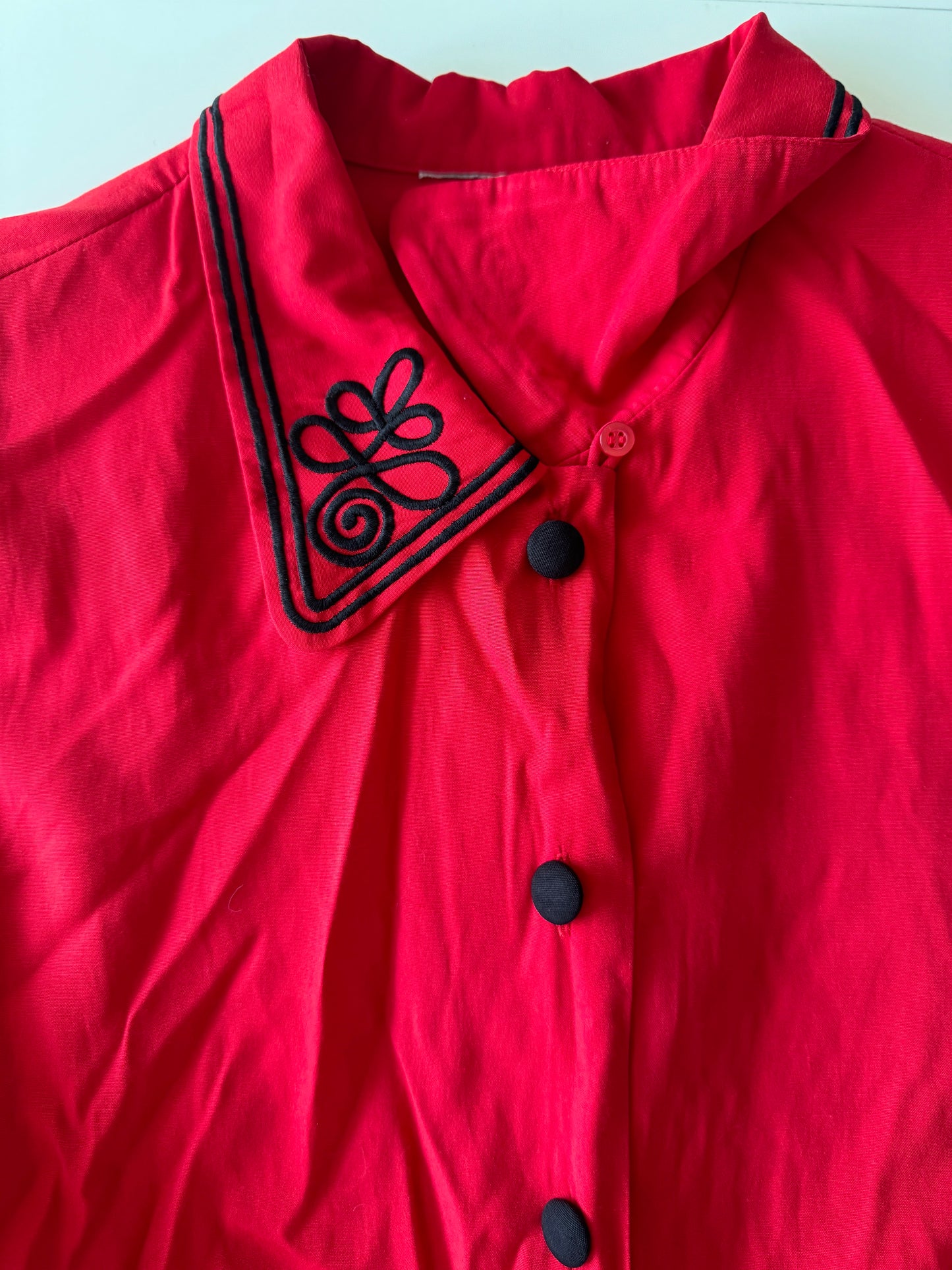 Camisa roja vintage, Talla S, Mujer