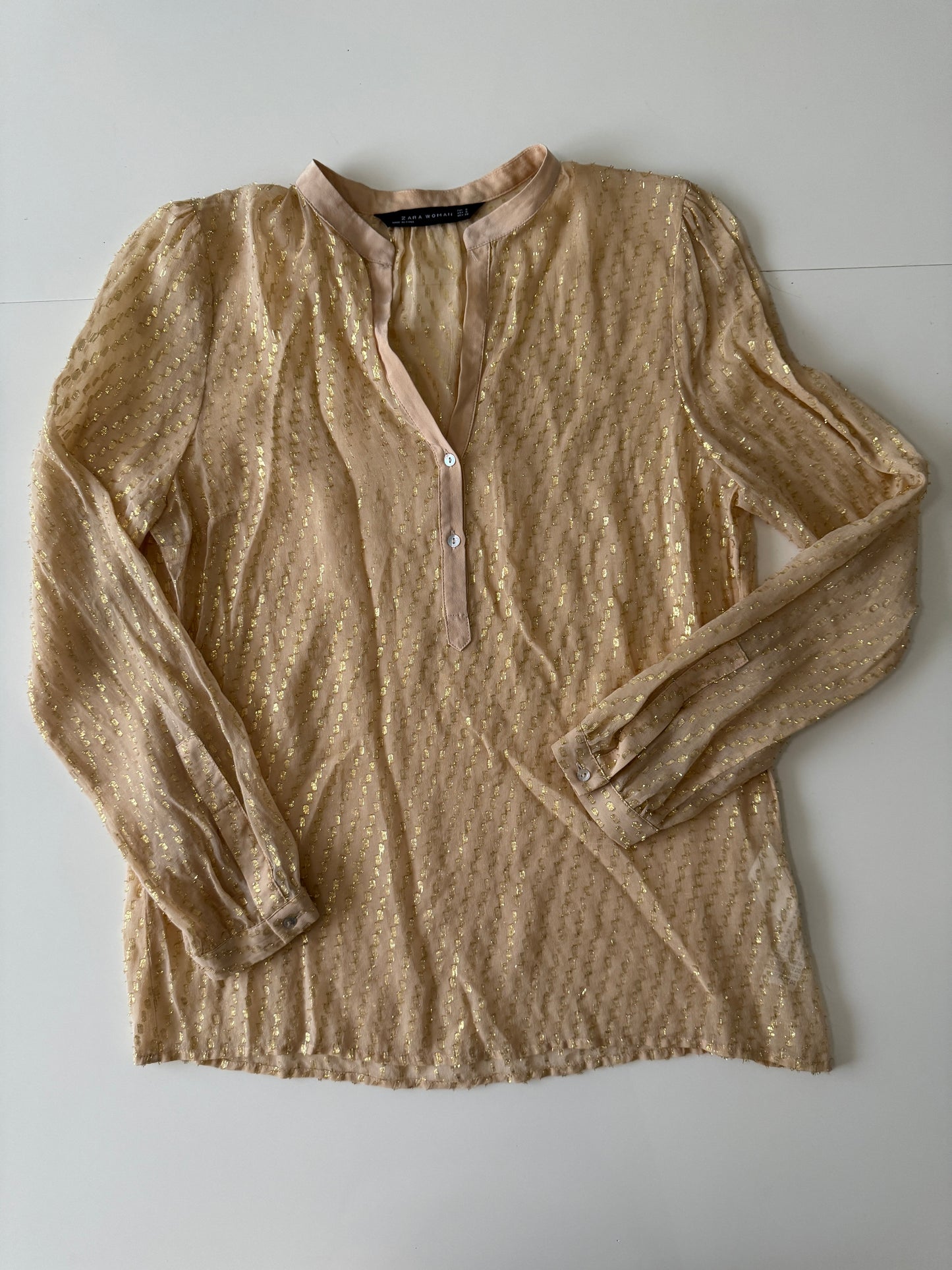 Camisa con hilos metalicos, Talla S, Mujer