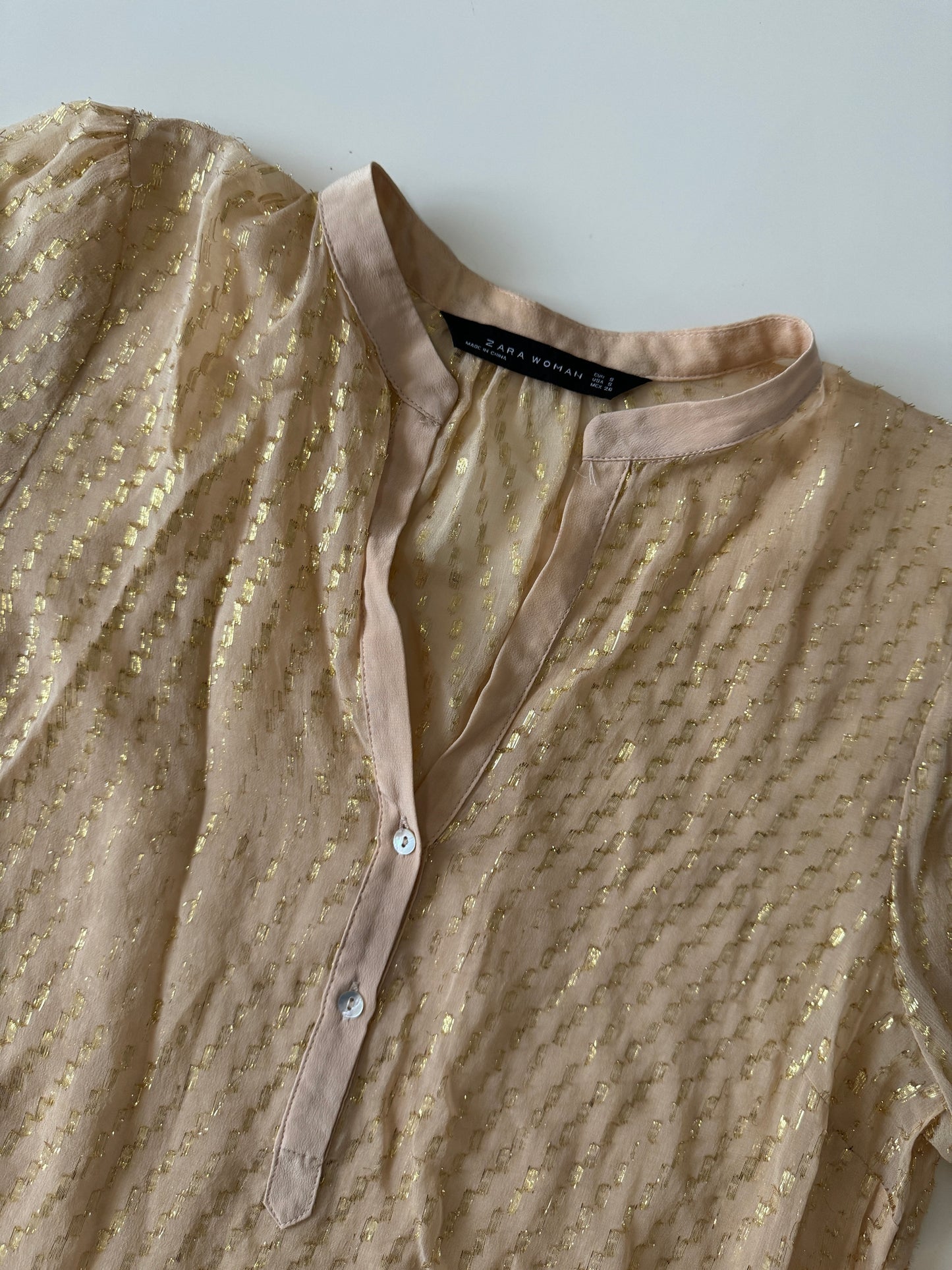 Camisa con hilos metalicos, Talla S, Mujer