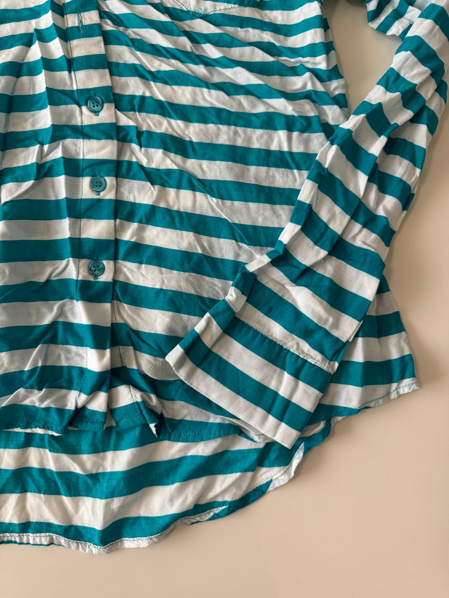 Camisa rayas turquesas, Talla XS, Mujer