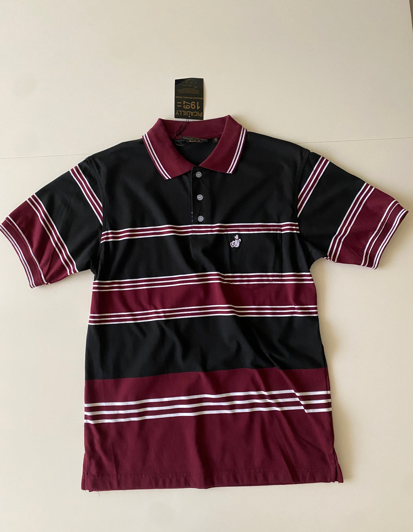 Polo de rayas negra, Talla S, Hombre, Picadilly 1967